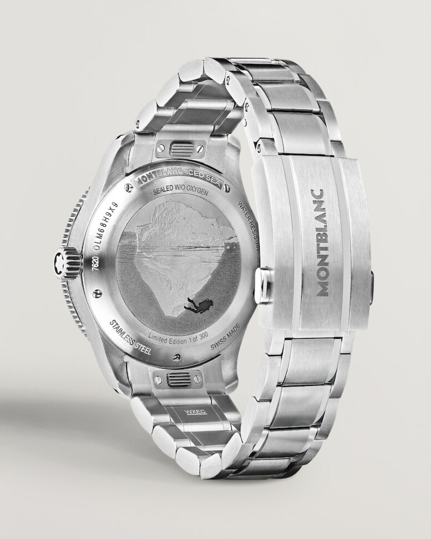 Herre | Lenke i rustfritt stål | Montblanc | Iced Sea Automatic Date 0 Oxygen Limited Red