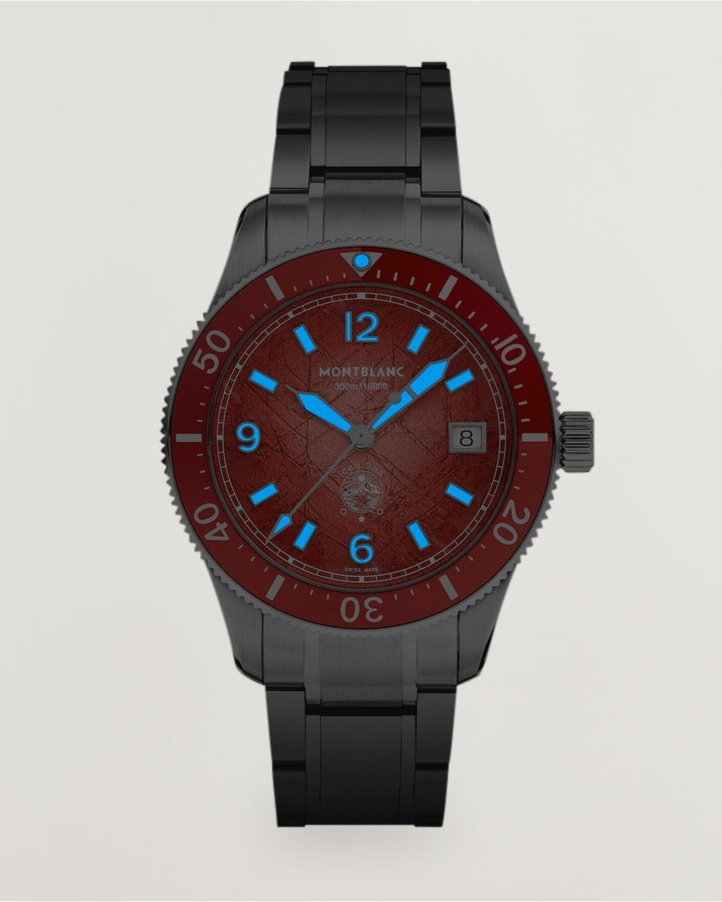 Herre | Lenke i rustfritt stål | Montblanc | Iced Sea Automatic Date 0 Oxygen Limited Red