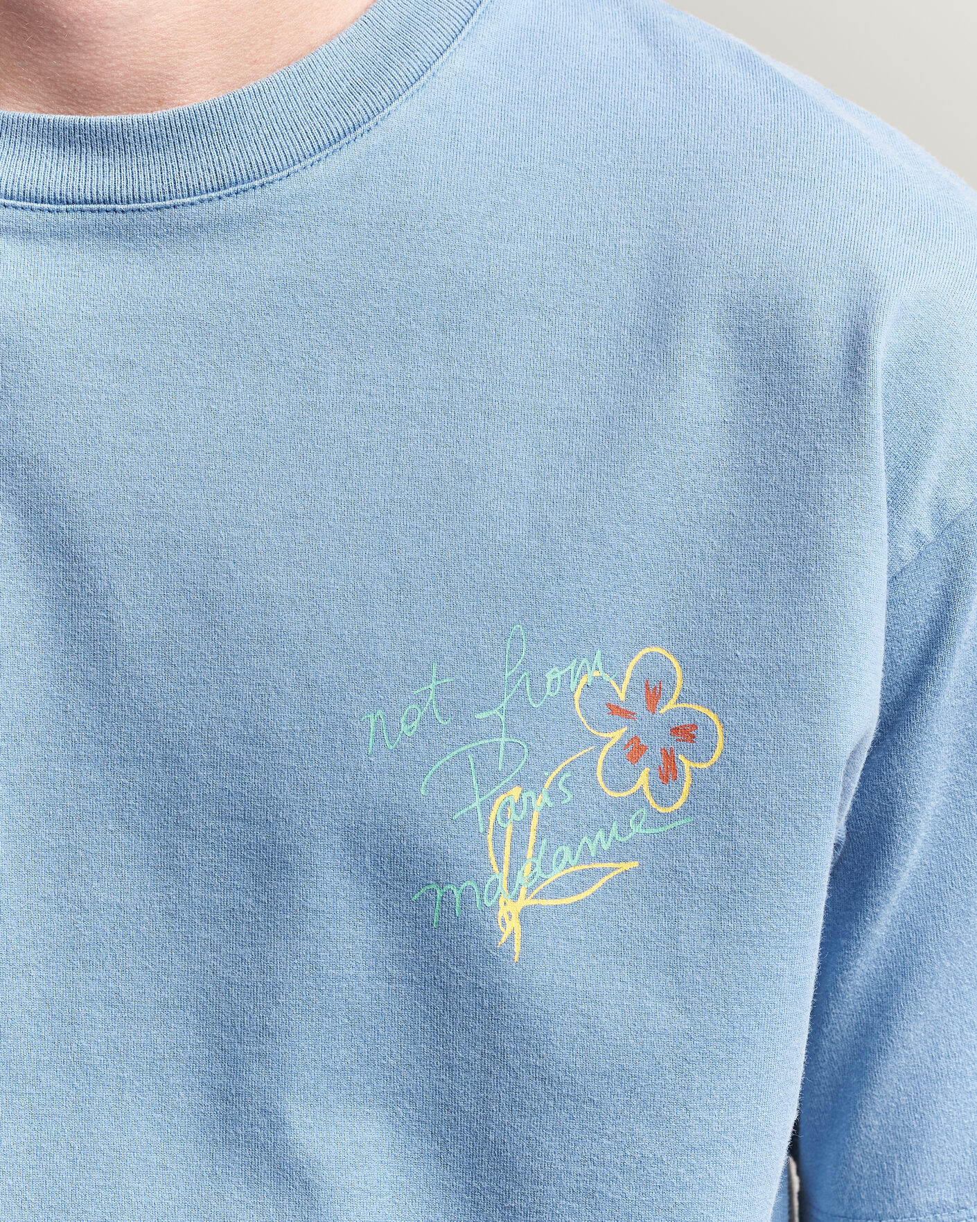 Herre | T-Shirts | Drôle de Monsieur | Esquisse Slogan T-shirt Light Blue