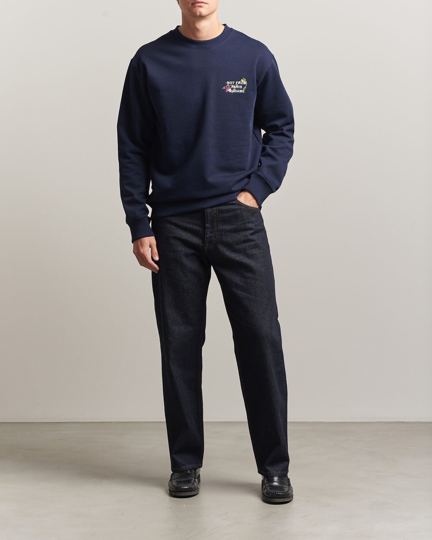 Herre | Gensere | Drôle de Monsieur | Vine Embroidered Slogan Sweatshirt Navy