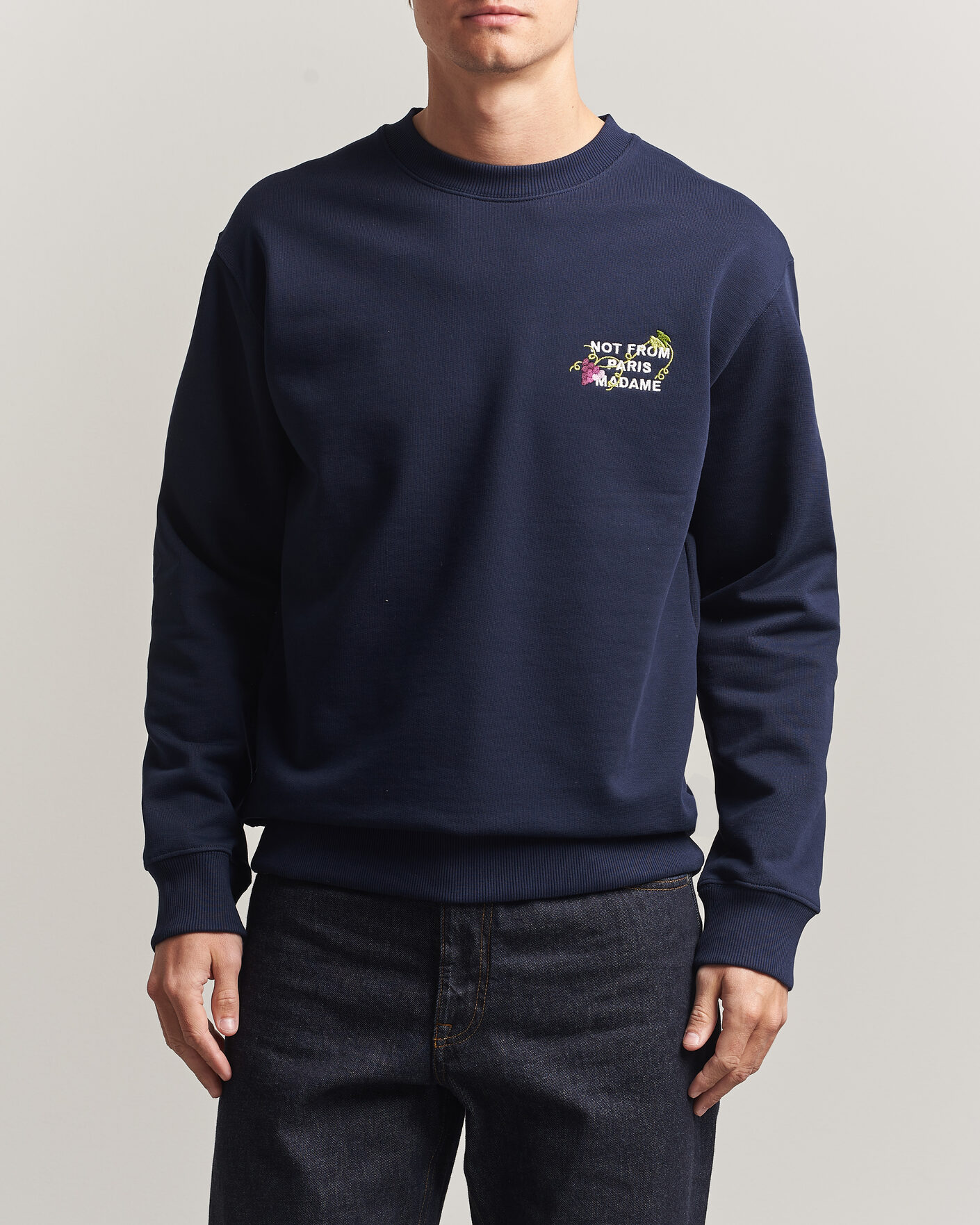 Herre | Gensere | Drôle de Monsieur | Vine Embroidered Slogan Sweatshirt Navy