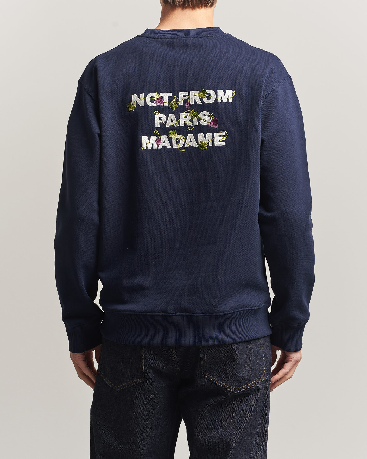 Herre | Gensere | Drôle de Monsieur | Vine Embroidered Slogan Sweatshirt Navy