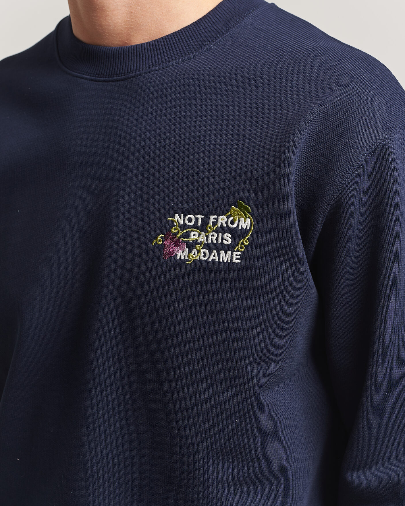 Herre | Gensere | Drôle de Monsieur | Vine Embroidered Slogan Sweatshirt Navy