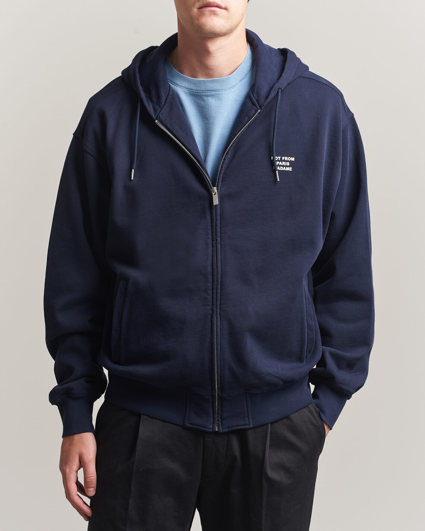 Herre | Gensere | Drôle de Monsieur | Slogan Full Zip Hoodie Navy