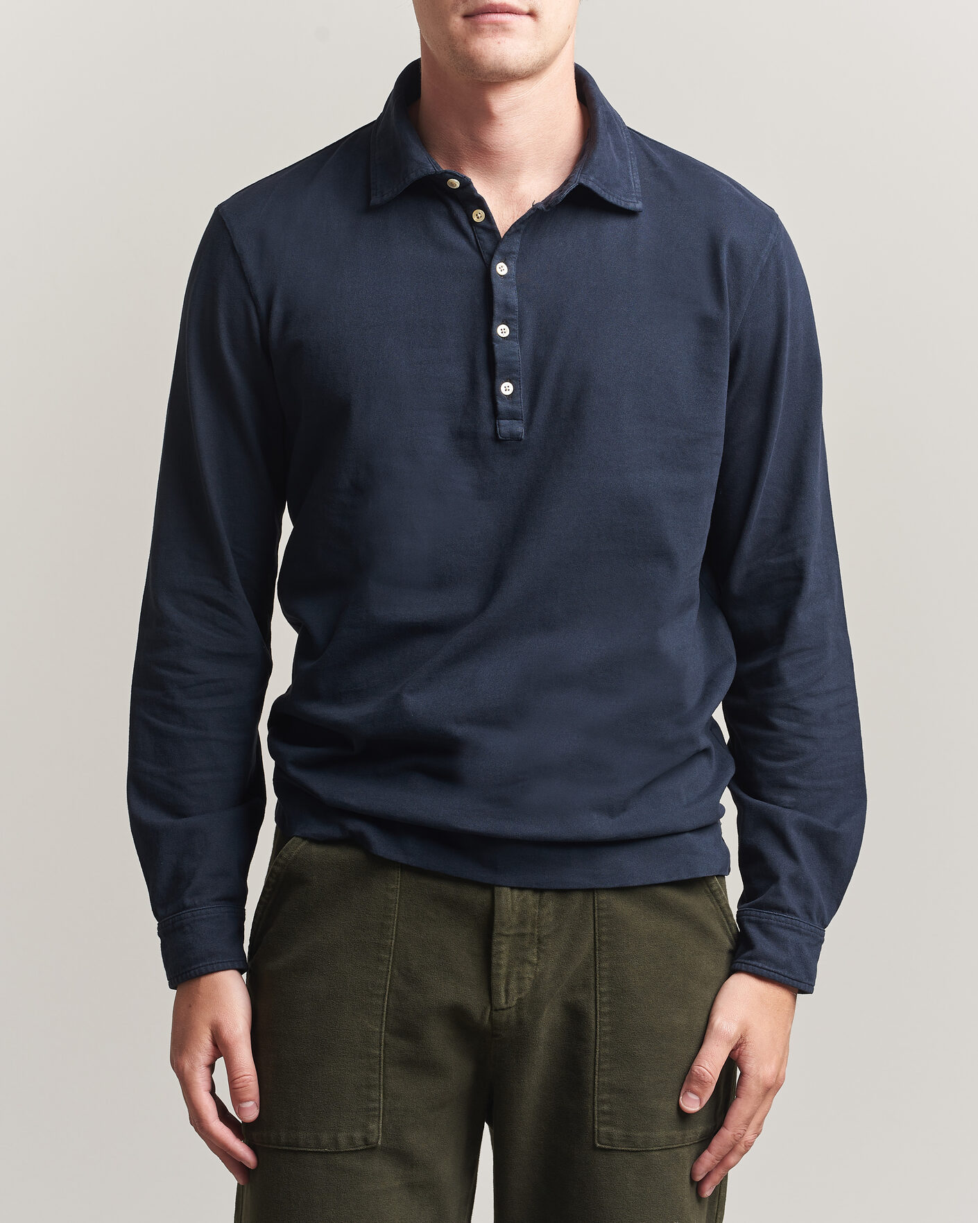 Herre | Pikéer | Massimo Alba | Raya Long Sleeve Polo Navy