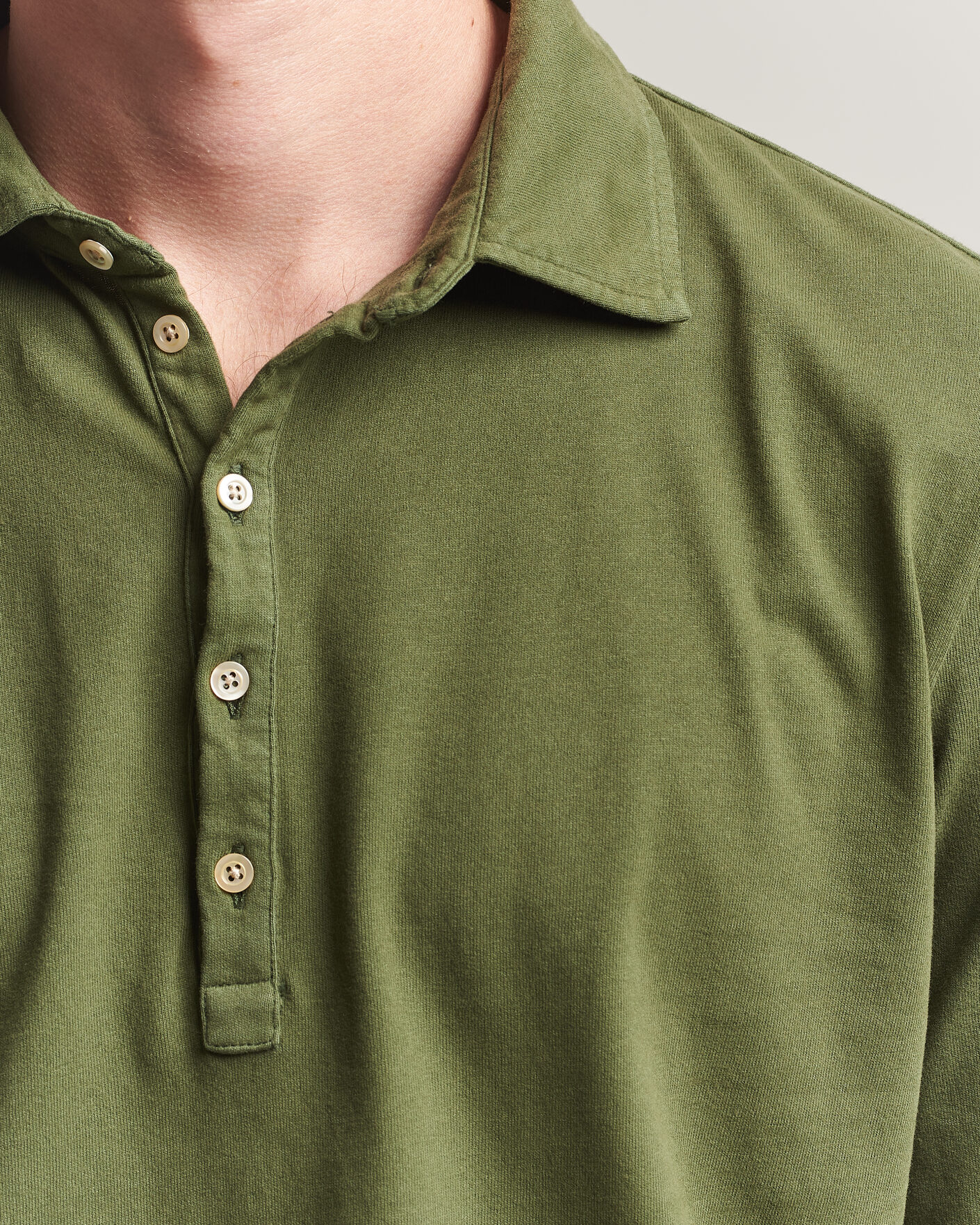 Herre | Pikéer | Massimo Alba | Raya Long Sleeve Polo Moss Green