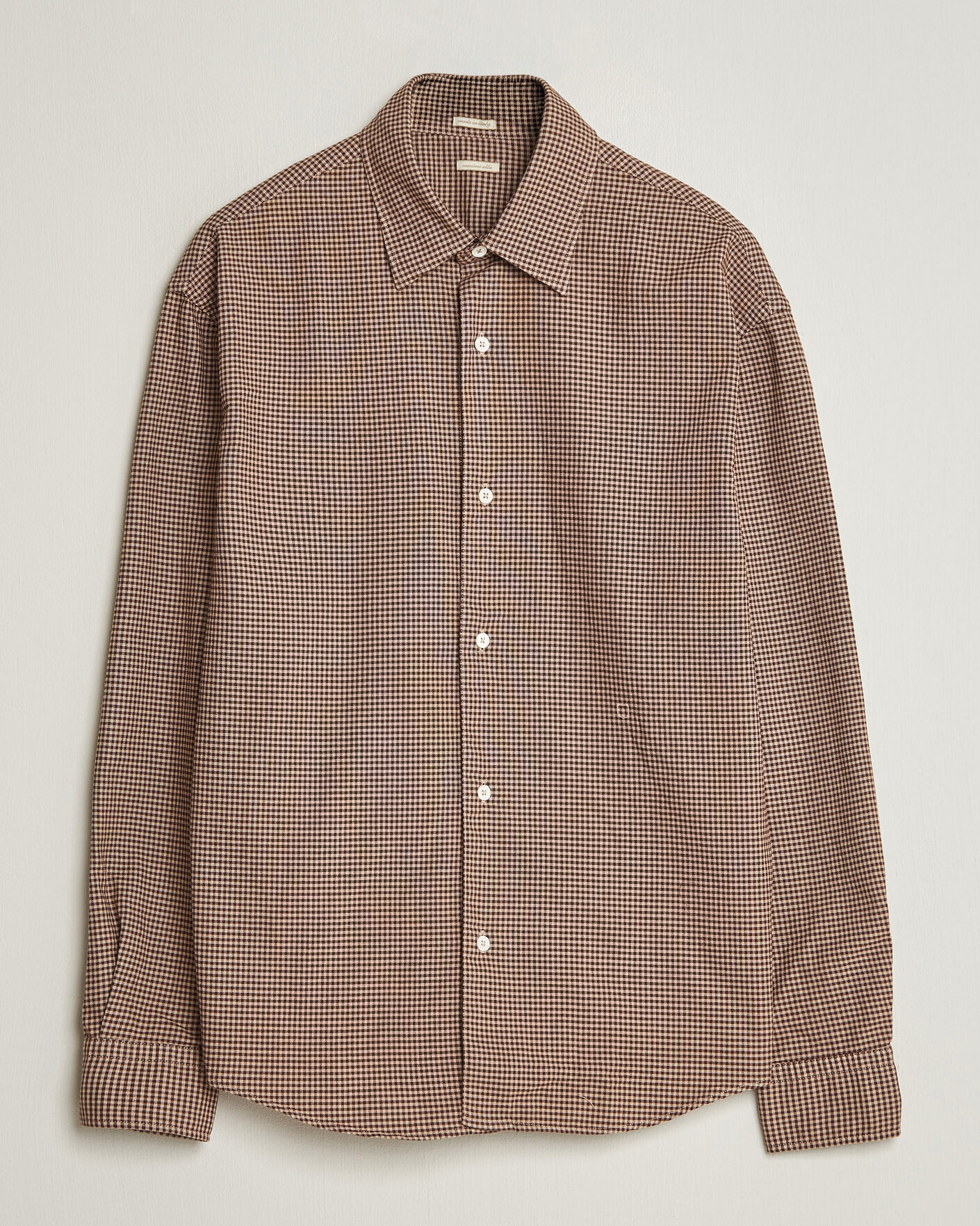Herre | Skjorter | Massimo Alba | Boxy Microcheck Shirt Fossil