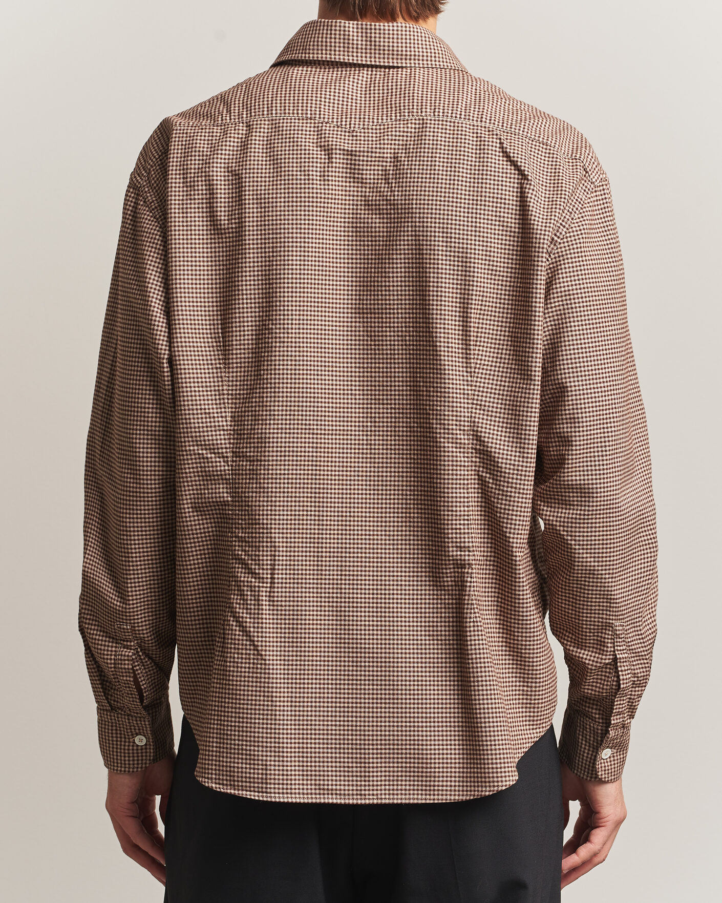 Herre | Skjorter | Massimo Alba | Boxy Microcheck Shirt Fossil