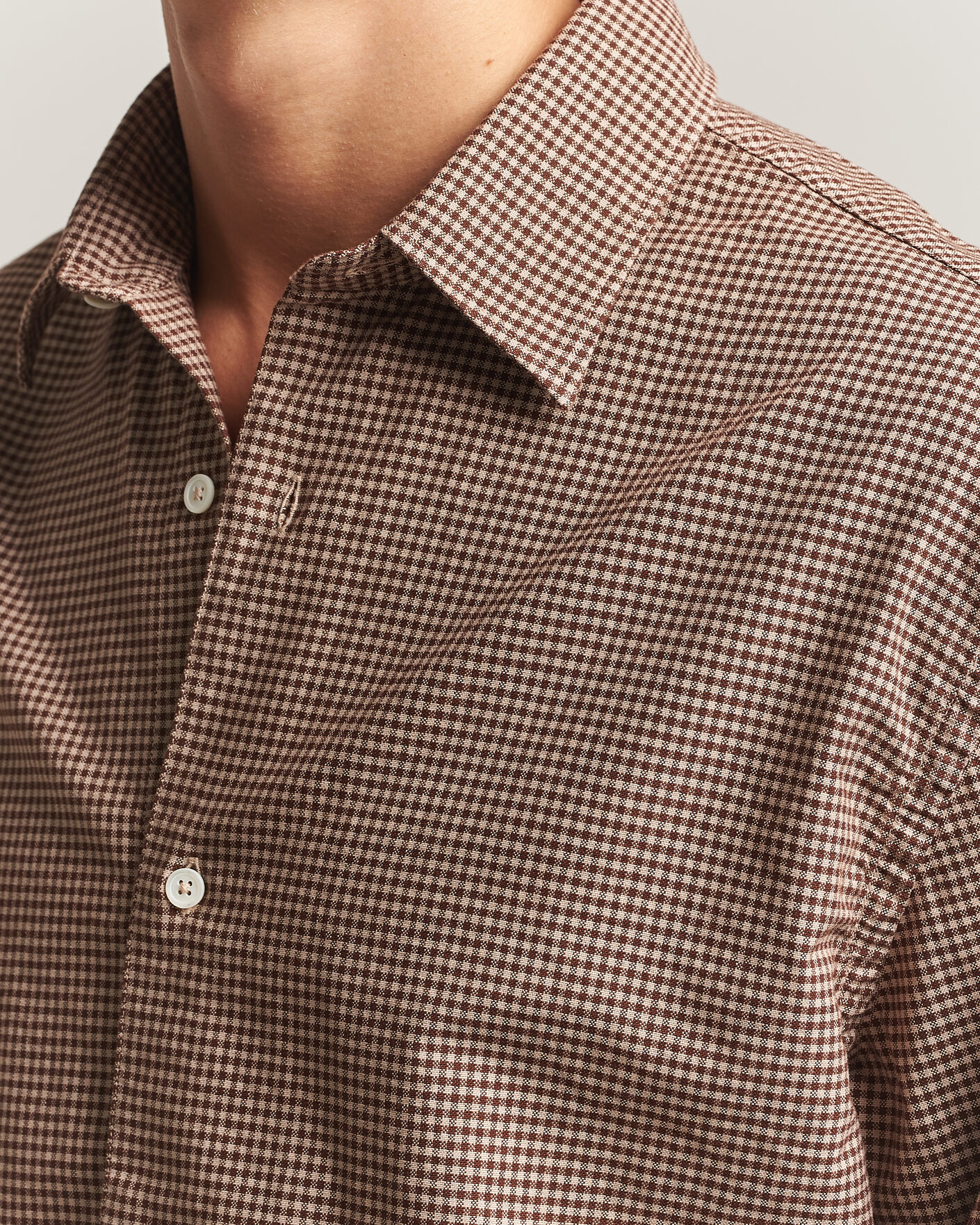 Herre | Skjorter | Massimo Alba | Boxy Microcheck Shirt Fossil