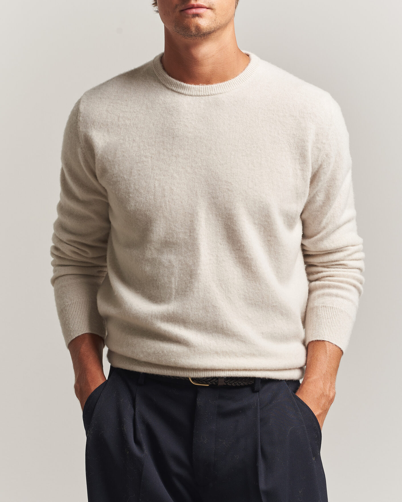 Herre | Gensere | Massimo Alba | Kane Brushed Cashmere Sweater Magnolia
