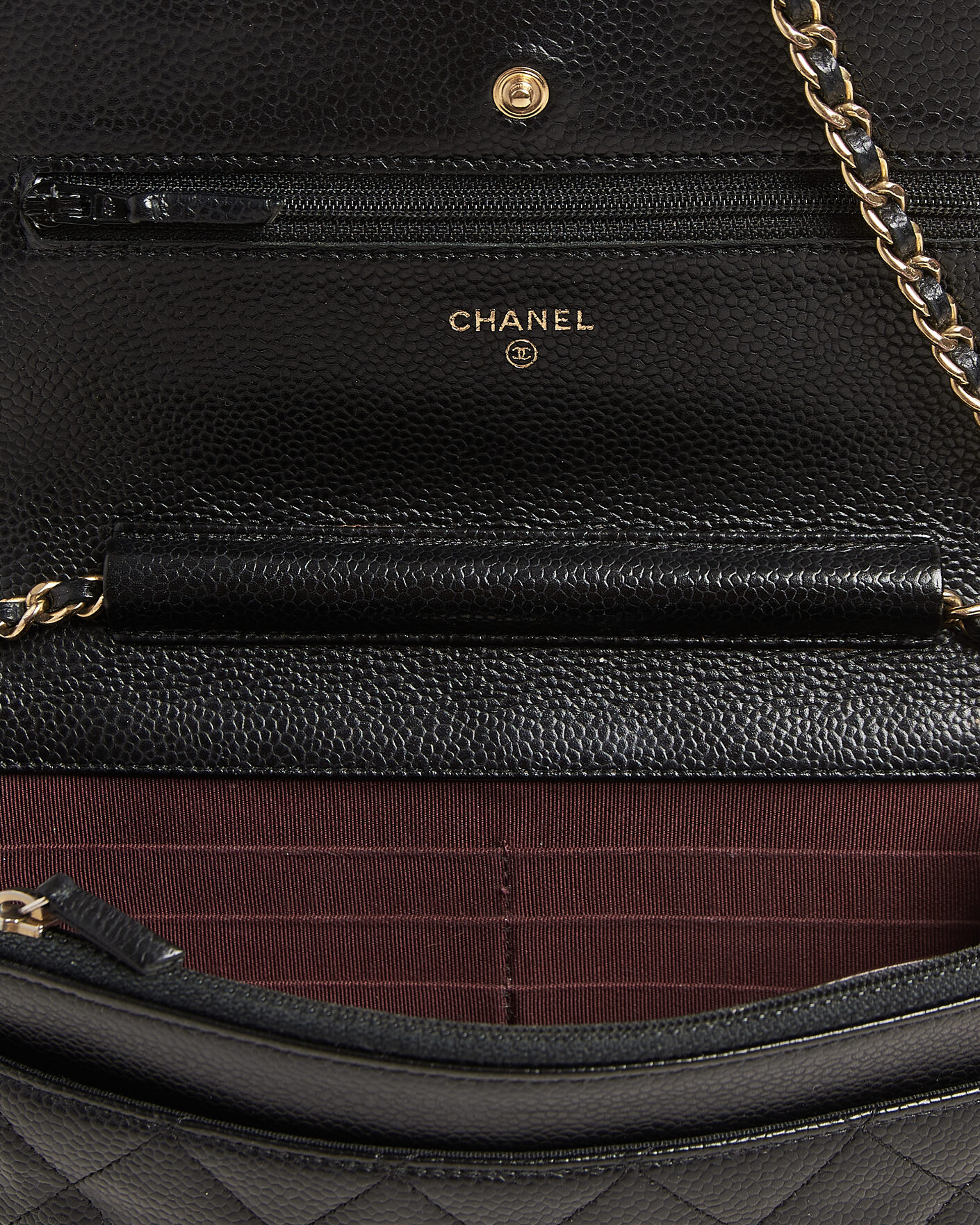 Herre | Pre-Owned & Vintage Bags | Chanel Pre-Owned | Wallet On Chain Caviar Leather Black