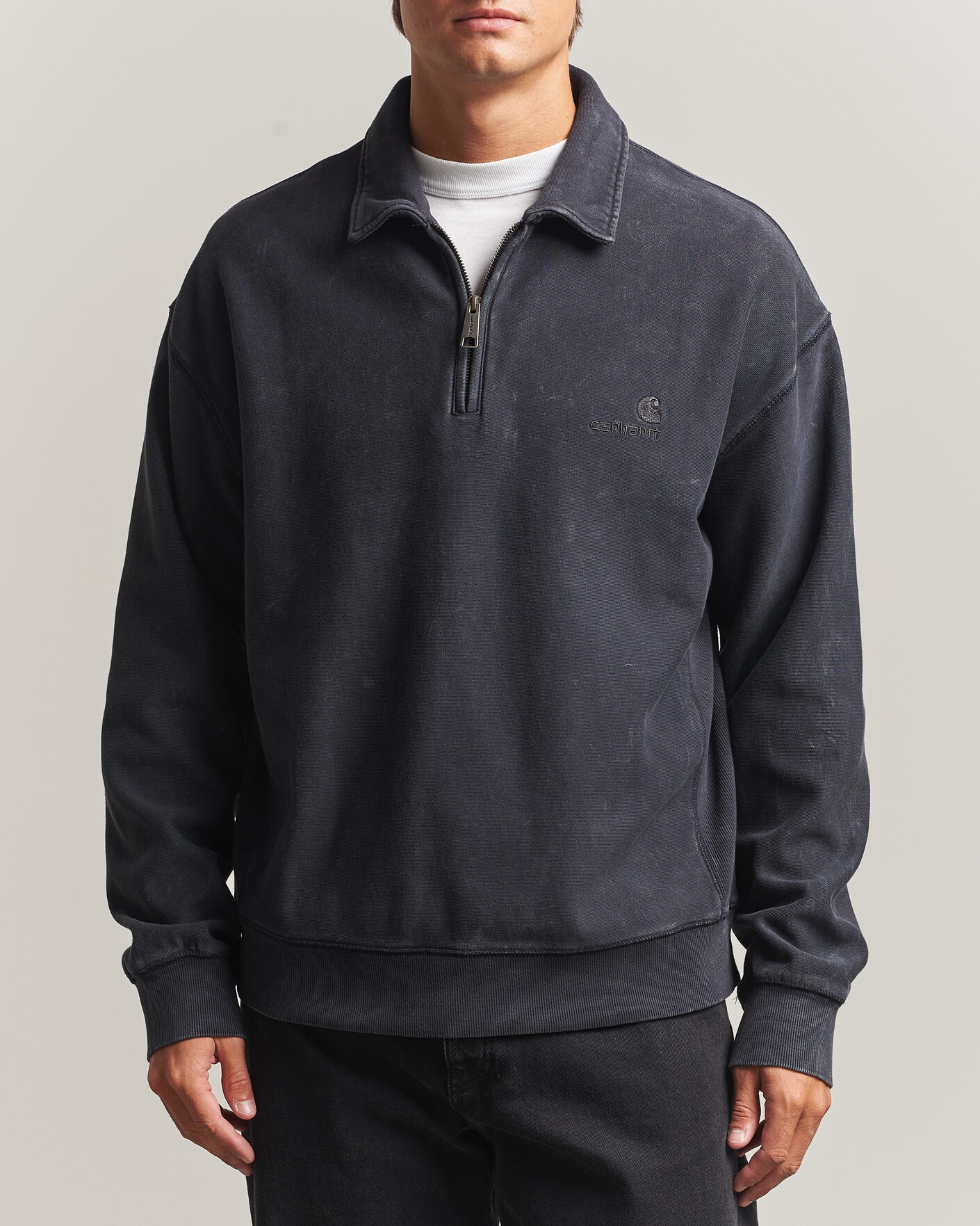 Herre | Gensere | Carhartt WIP | Lambert Washed Polo Sweatshirt Black Moon Wash