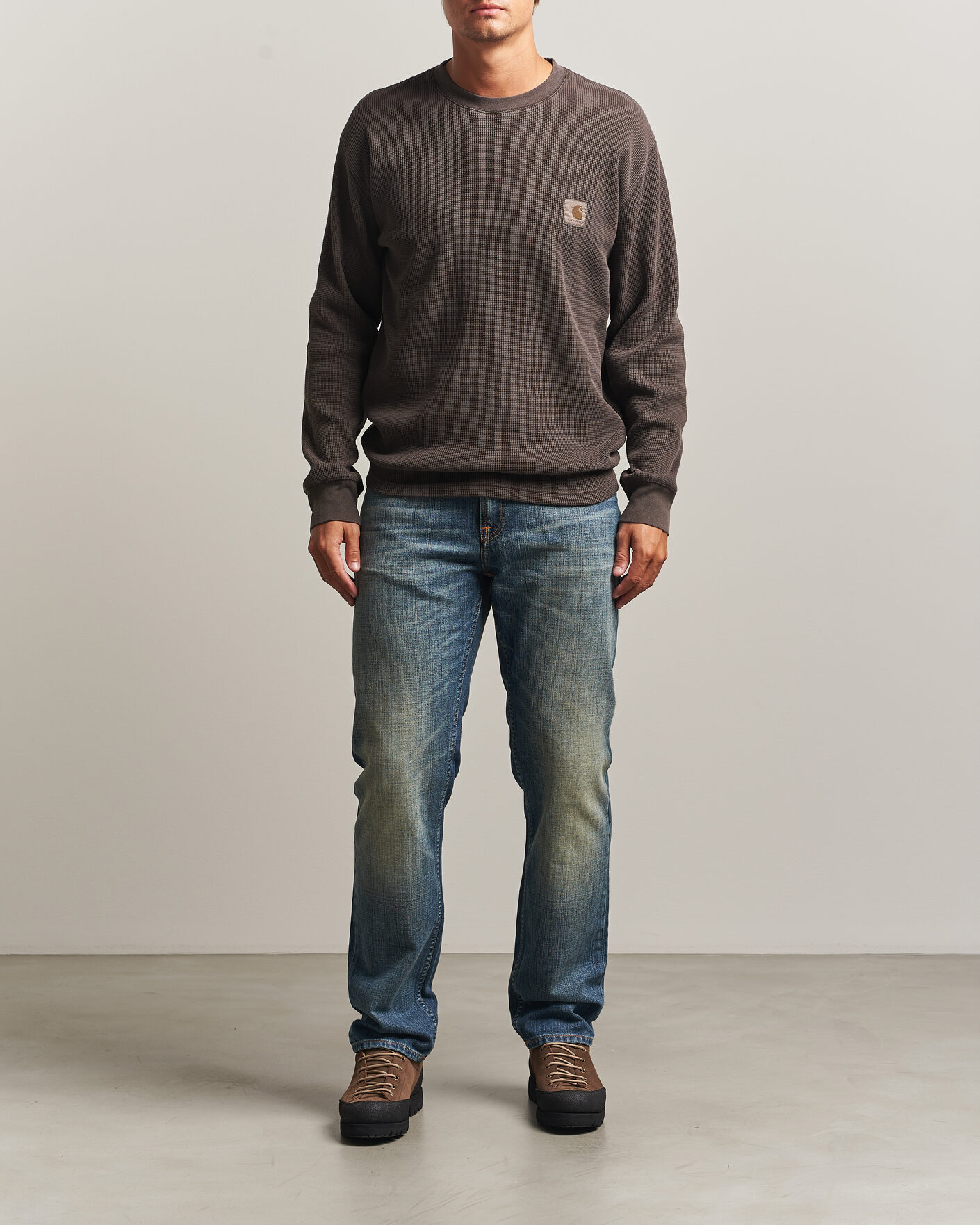 Herre | T-Shirts | Carhartt WIP | Long Sleeve Waffle T-Shirt Tobacco