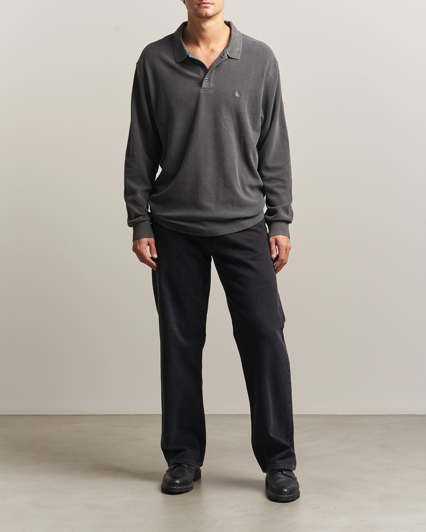 Herre | Gensere | Carhartt WIP | Long Sleeve Waffle Rugby Shirt Black