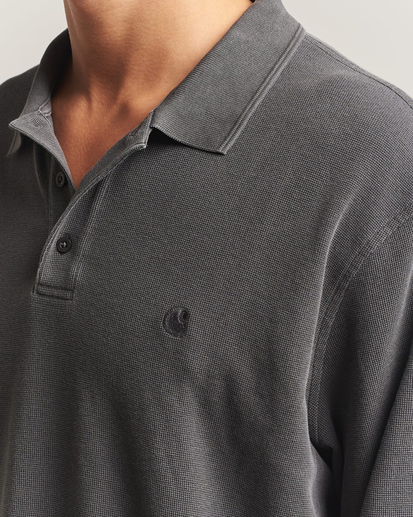 Herre | Gensere | Carhartt WIP | Long Sleeve Waffle Rugby Shirt Black