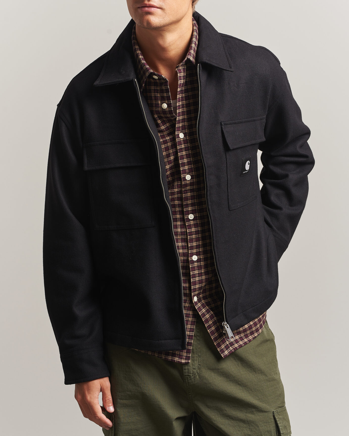 Herre | Skjorter | Carhartt WIP | Atoka Wool Zip Shirt Jacket Black