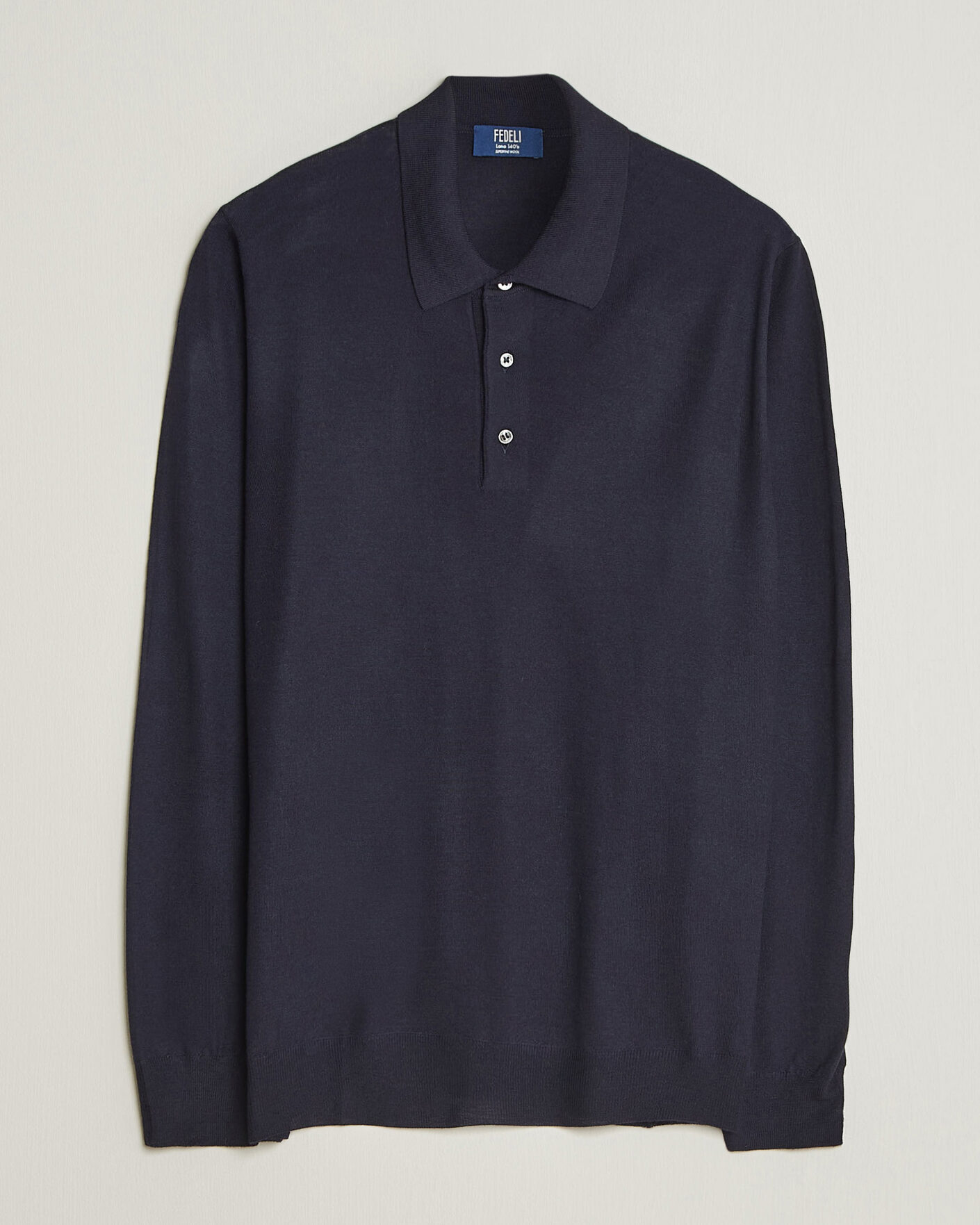 Herre | Gensere | Fedeli | 140s Fine Wool Long Sleeve Polo Navy