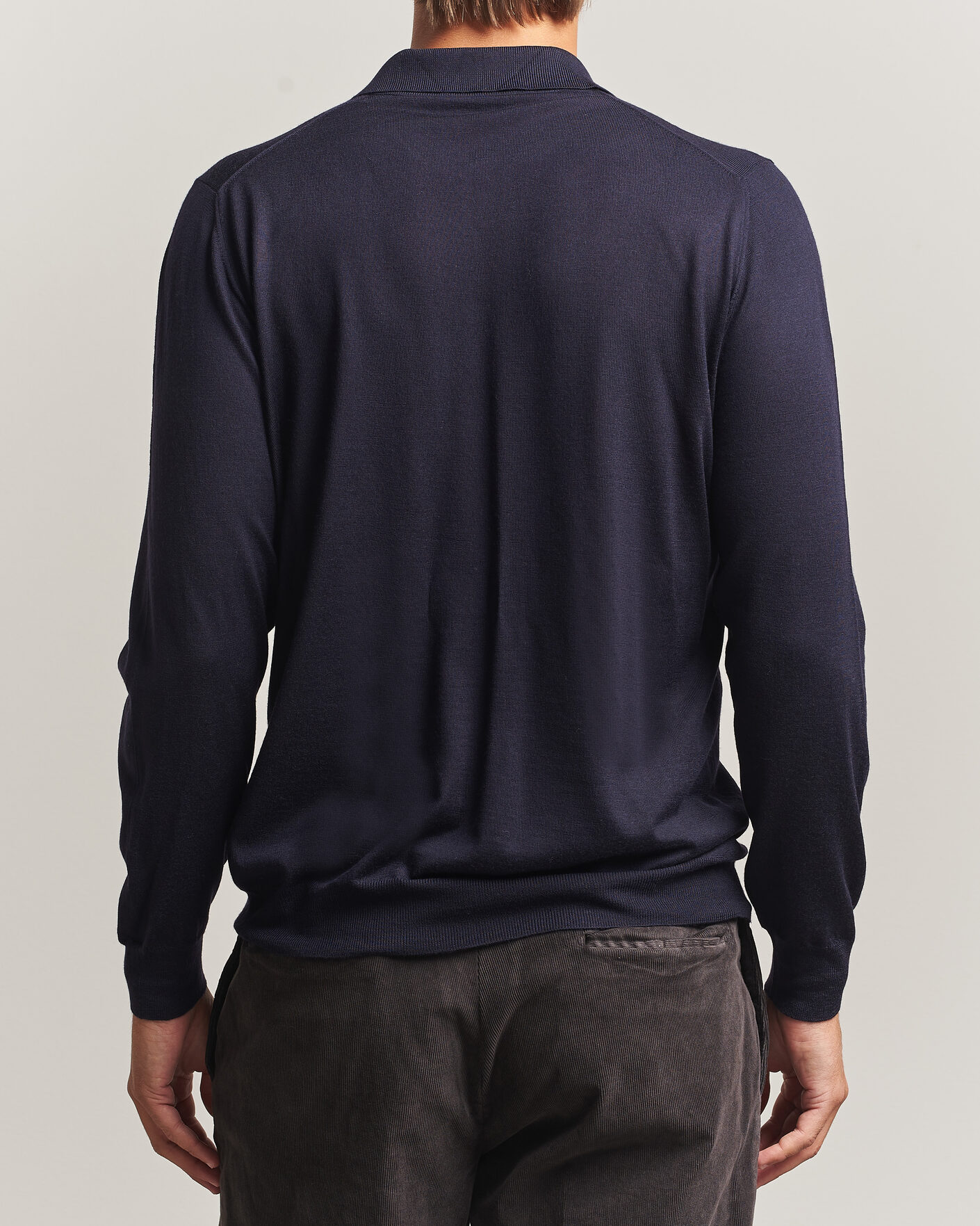 Herre | Gensere | Fedeli | 140s Fine Wool Long Sleeve Polo Navy