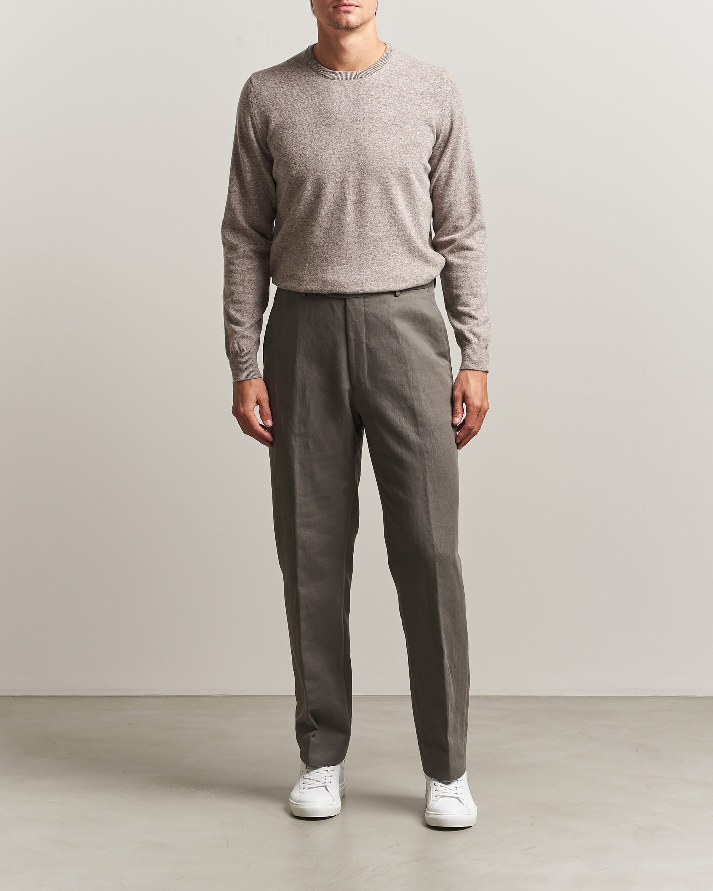 Herre | Gensere | Fedeli | Pure Cashmere Crew Neck Beige Melange