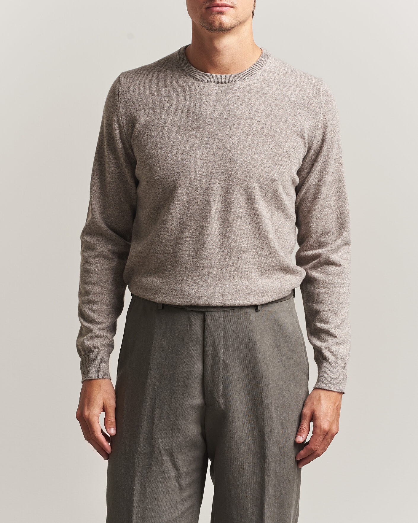 Herre | Gensere | Fedeli | Pure Cashmere Crew Neck Beige Melange
