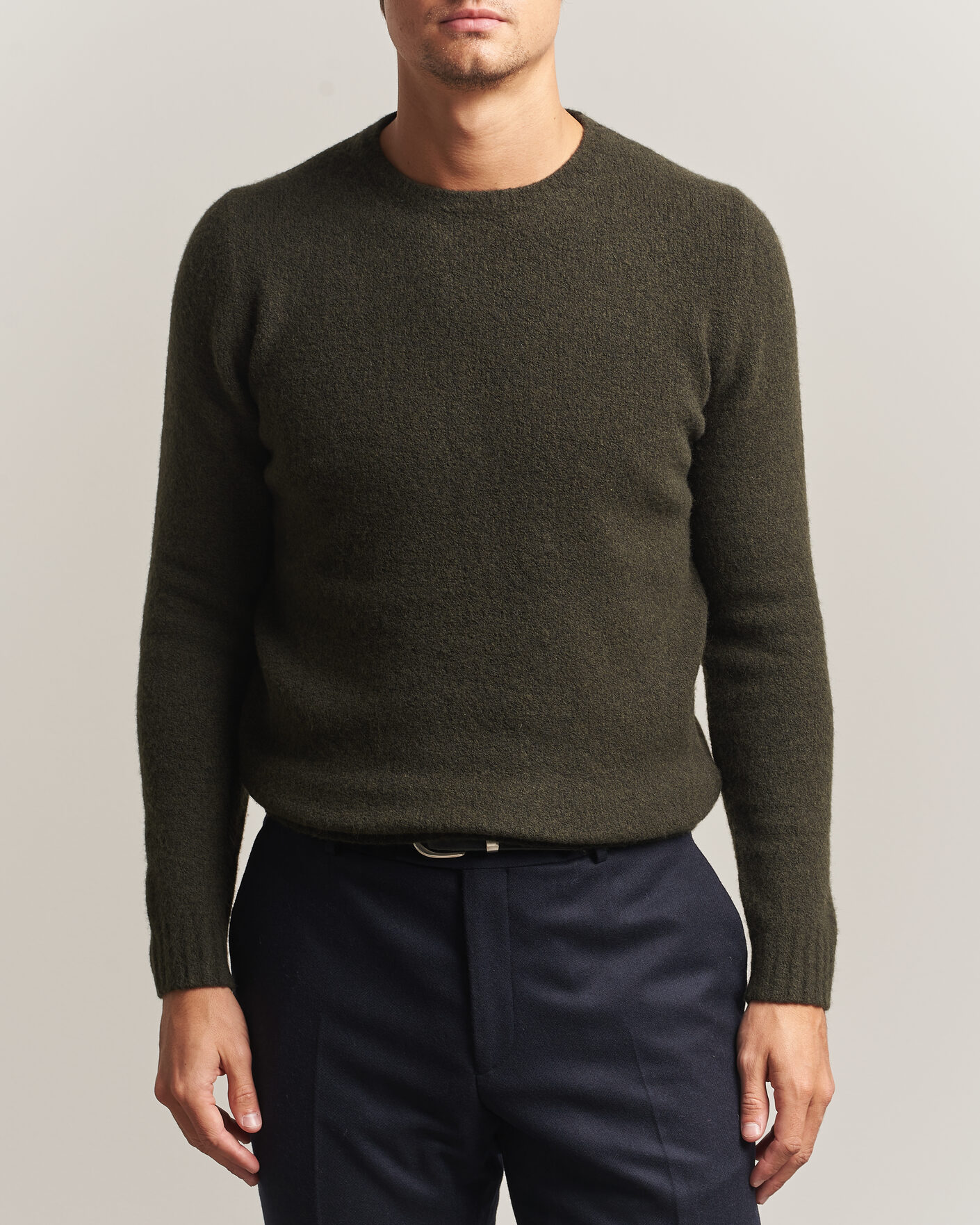 Herre | Gensere | Fedeli | Cashmere Blend Boucle Sweater Forest Green