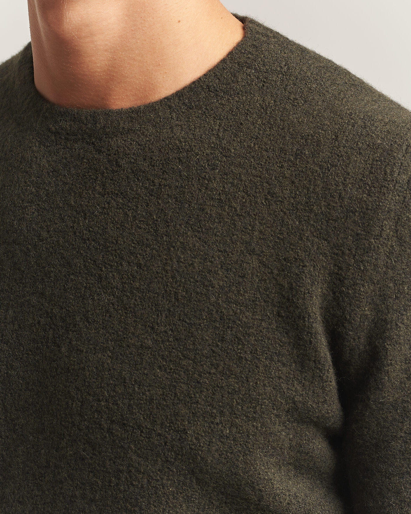 Herre | Gensere | Fedeli | Cashmere Blend Boucle Sweater Forest Green
