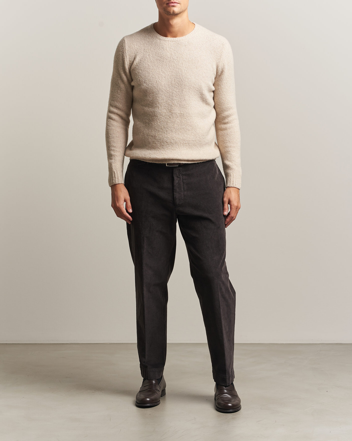 Herre | Gensere | Fedeli | Cashmere Blend Boucle Sweater Light Grey