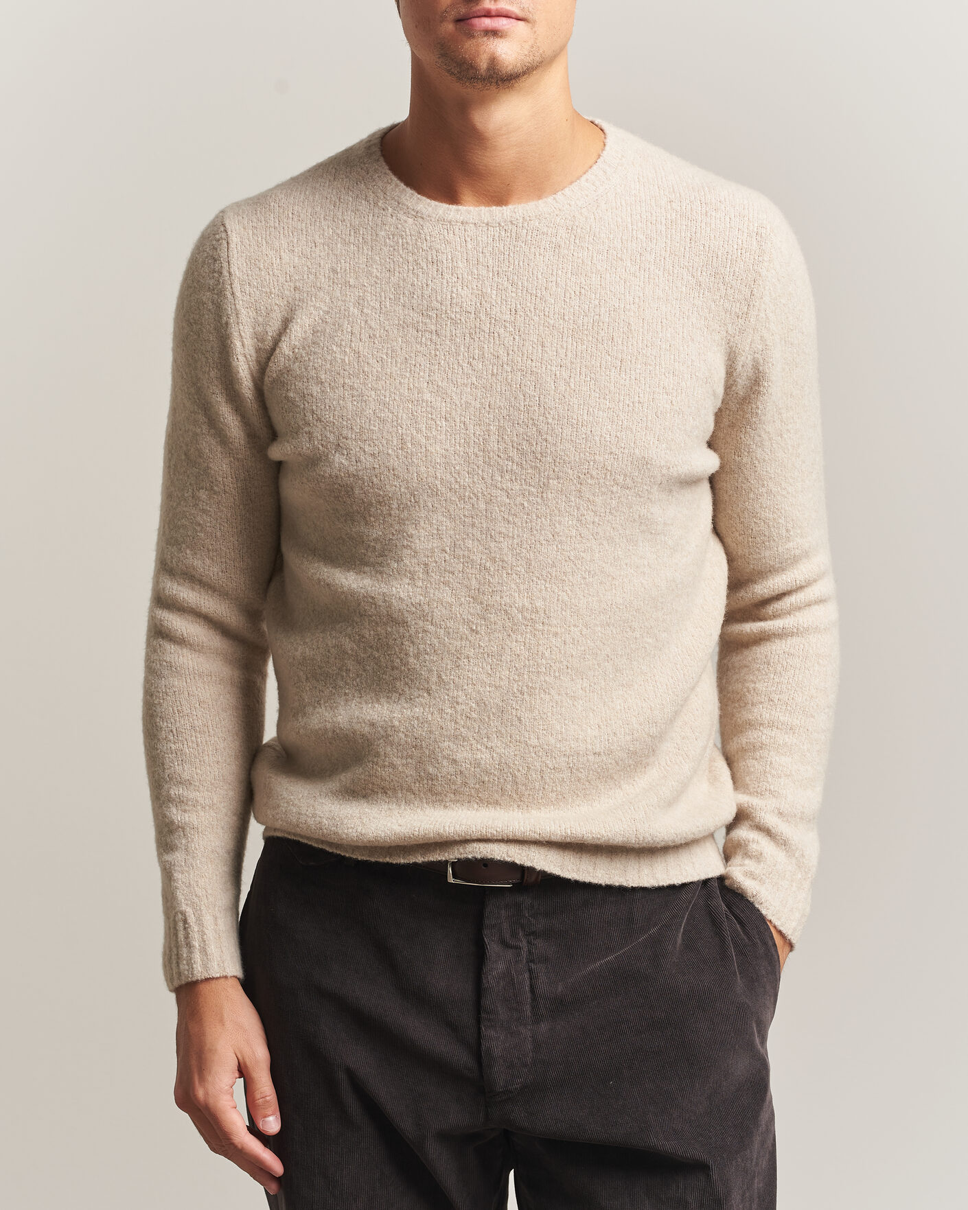 Herre | Gensere | Fedeli | Cashmere Blend Boucle Sweater Light Grey