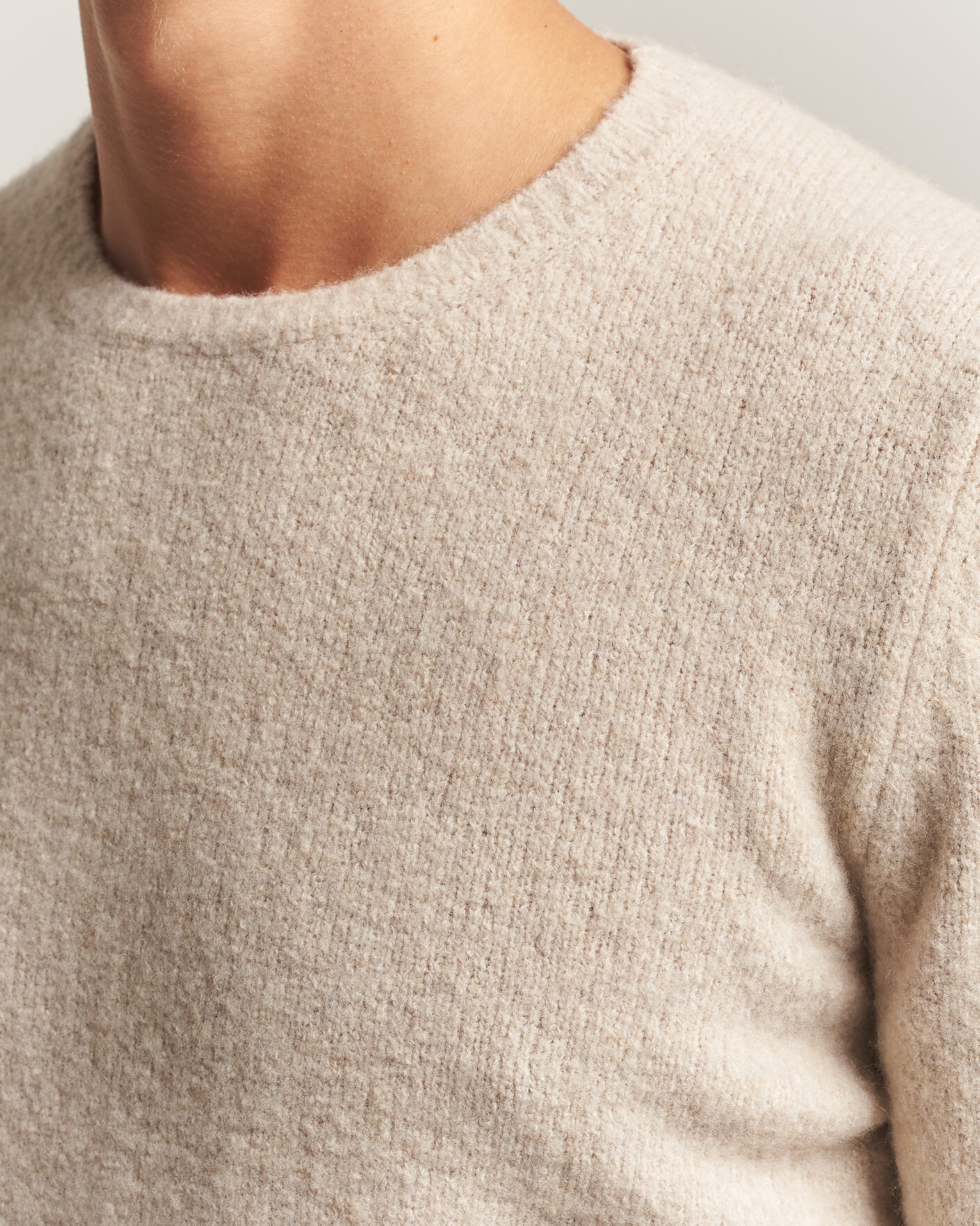 Herre | Gensere | Fedeli | Cashmere Blend Boucle Sweater Light Grey