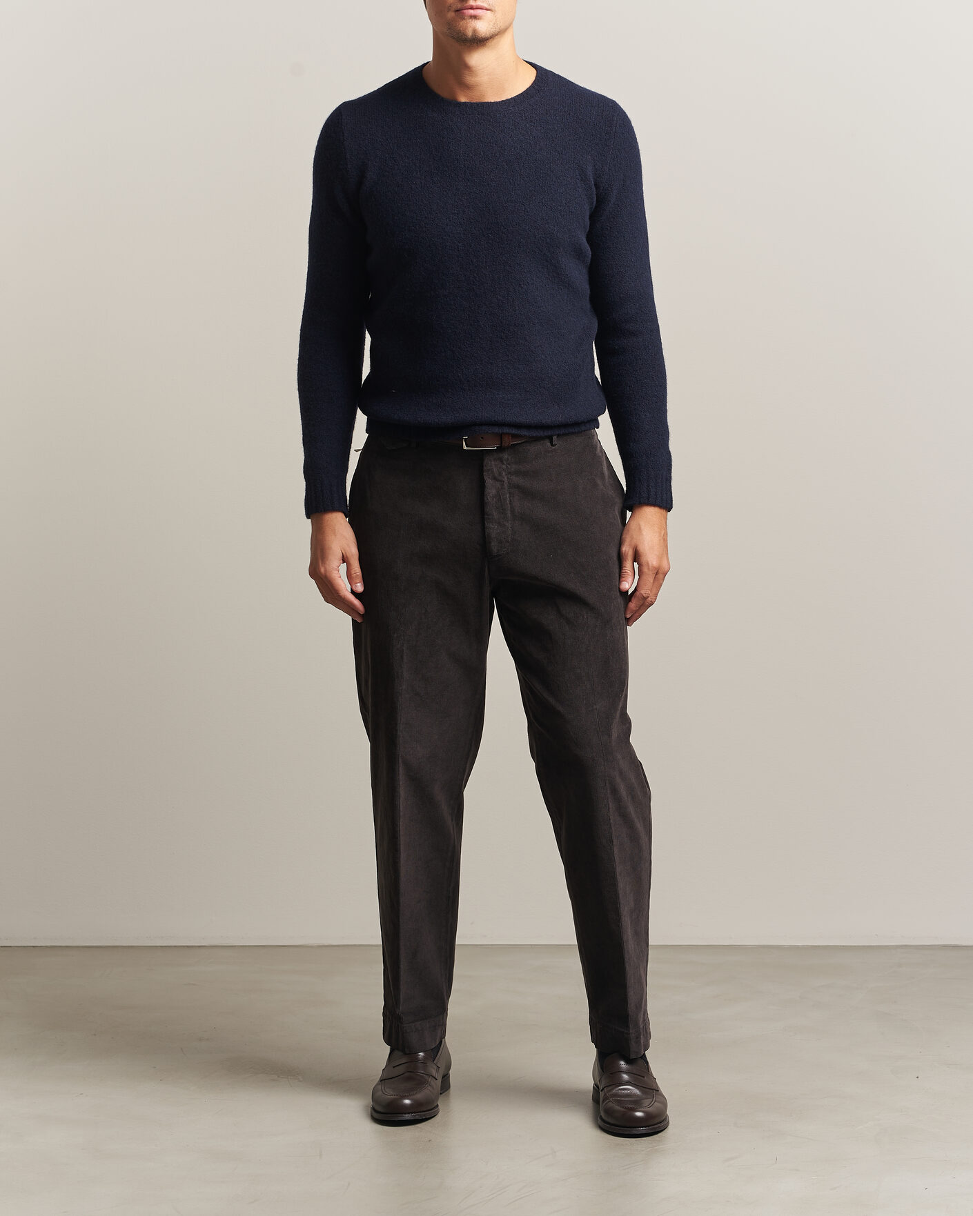 Herre | Gensere | Fedeli | Cashmere Blend Boucle Sweater Navy