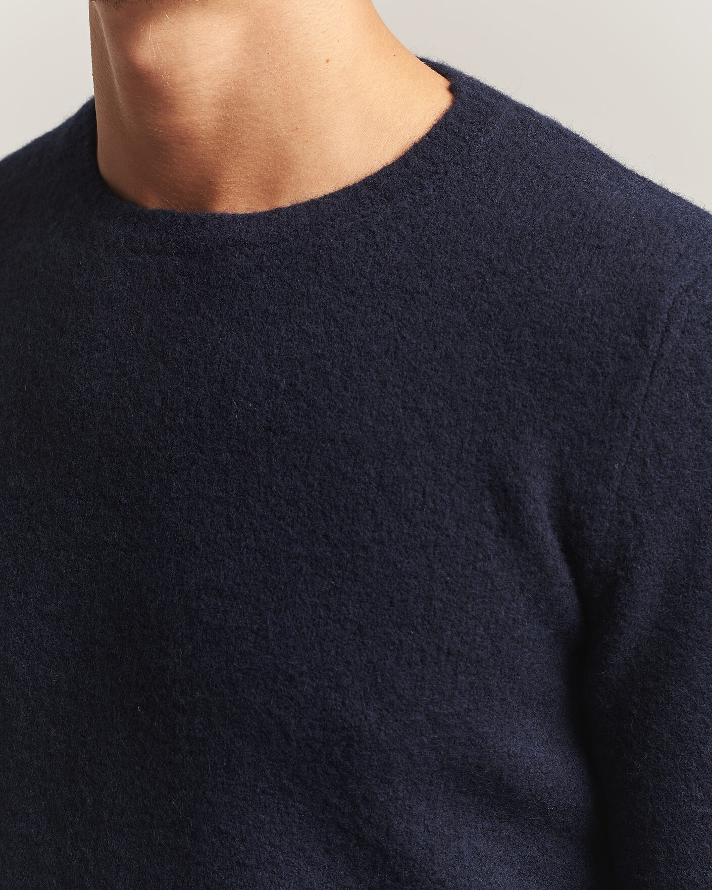 Herre | Gensere | Fedeli | Cashmere Blend Boucle Sweater Navy