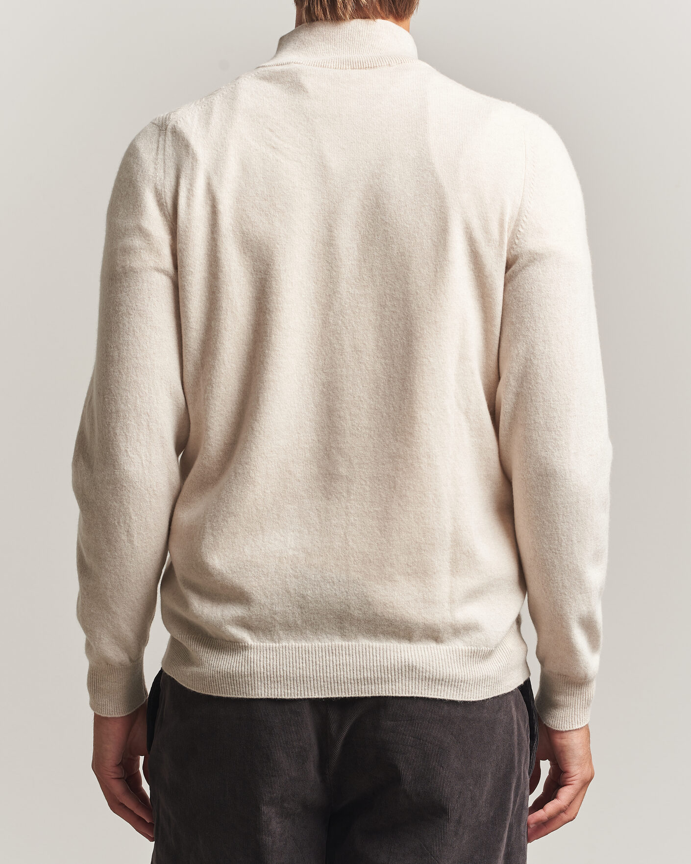 Herre | Gensere | Fedeli | Wool/Cashmere Chevron Half Zip Light Beige