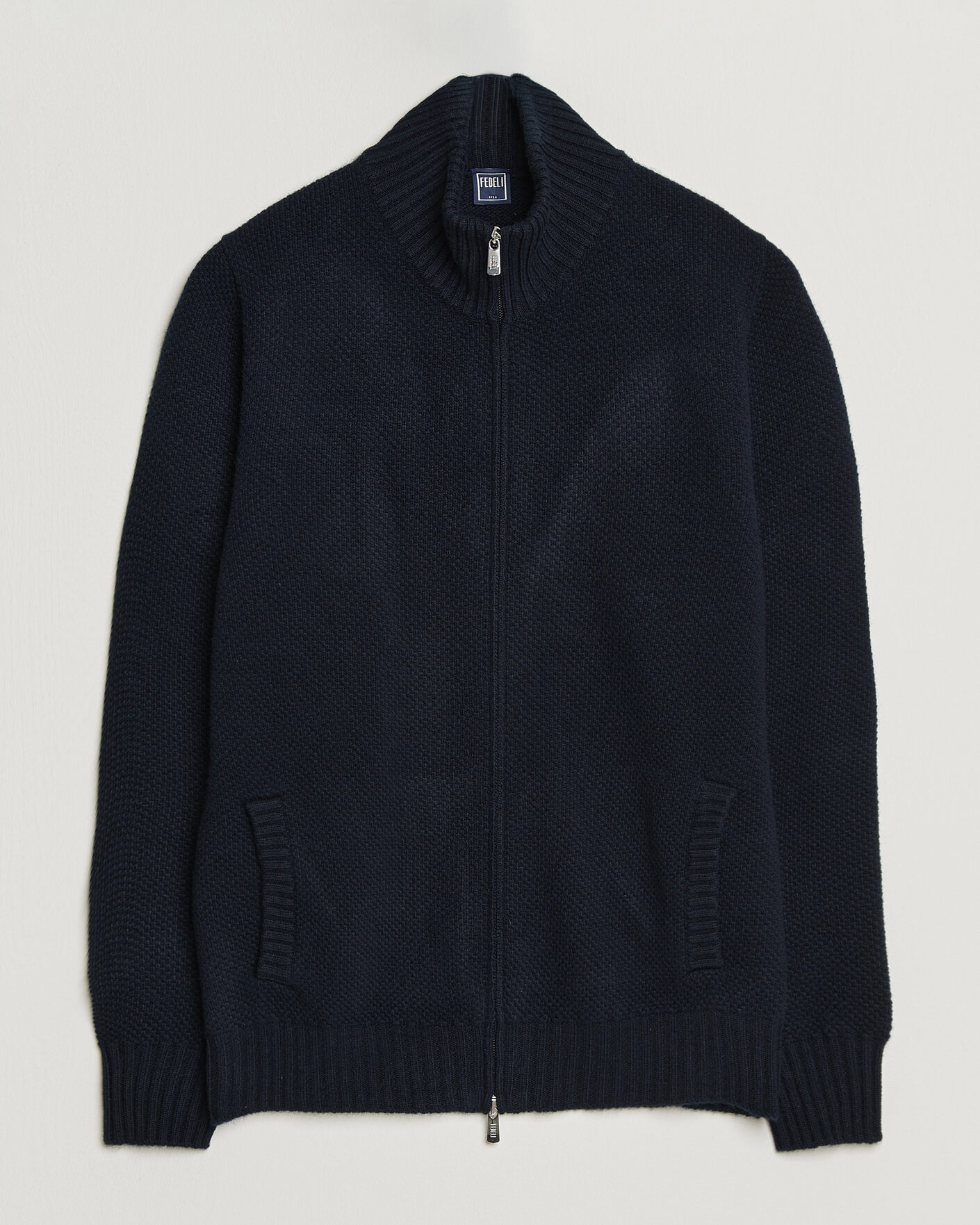 Herre | Gensere | Fedeli | Wool/Cashmere Honeycomb Full Zip Navy