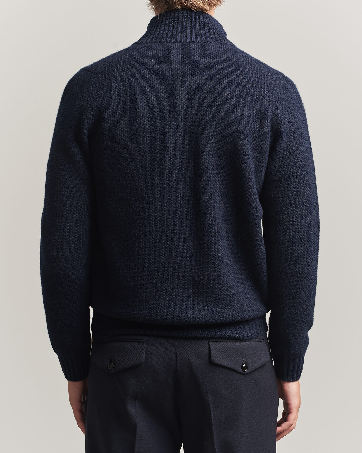Herre | Gensere | Fedeli | Wool/Cashmere Honeycomb Full Zip Navy