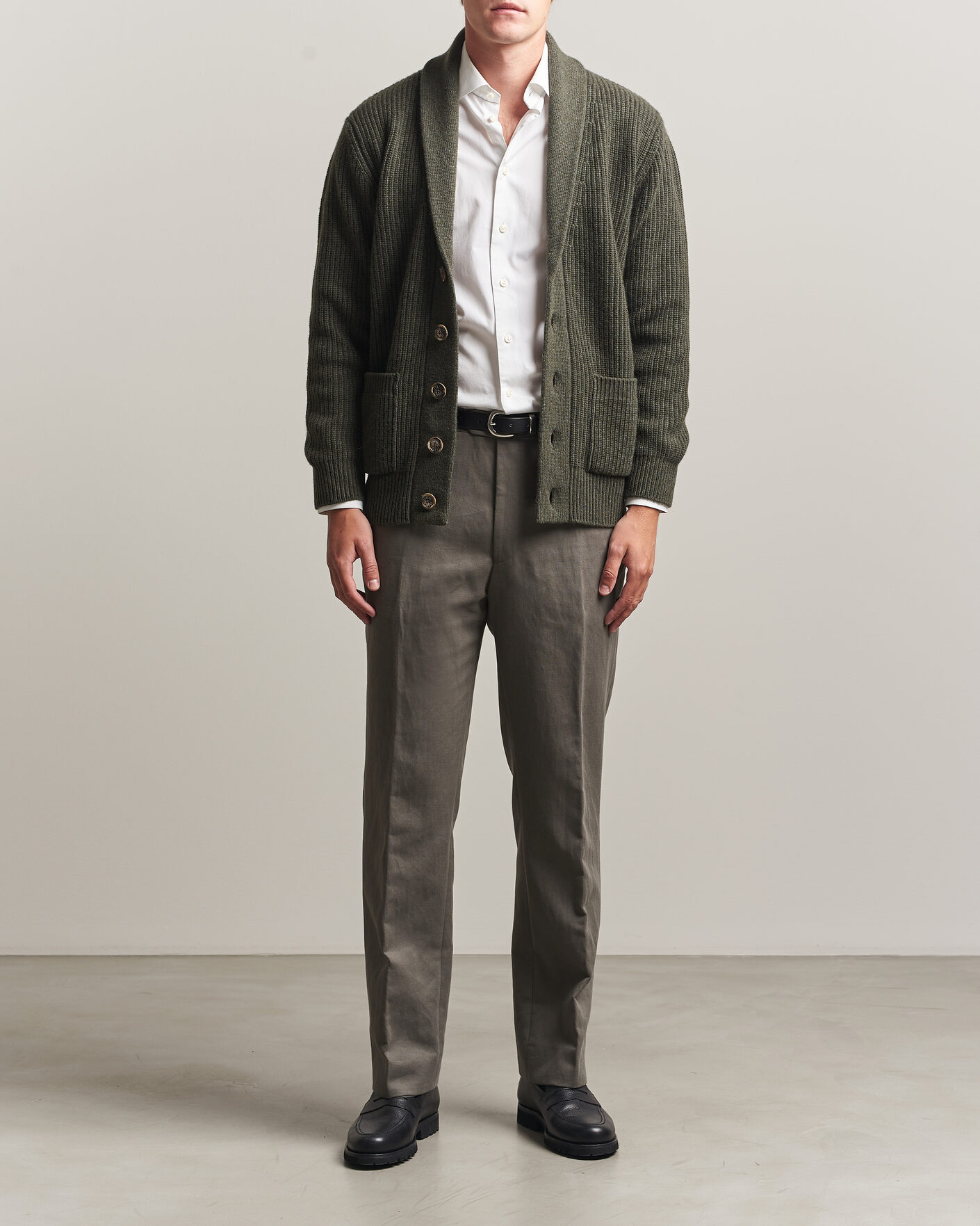 Herre | Gensere | Fedeli | Wool/Cashmere Shawl Cardigan Forest Green