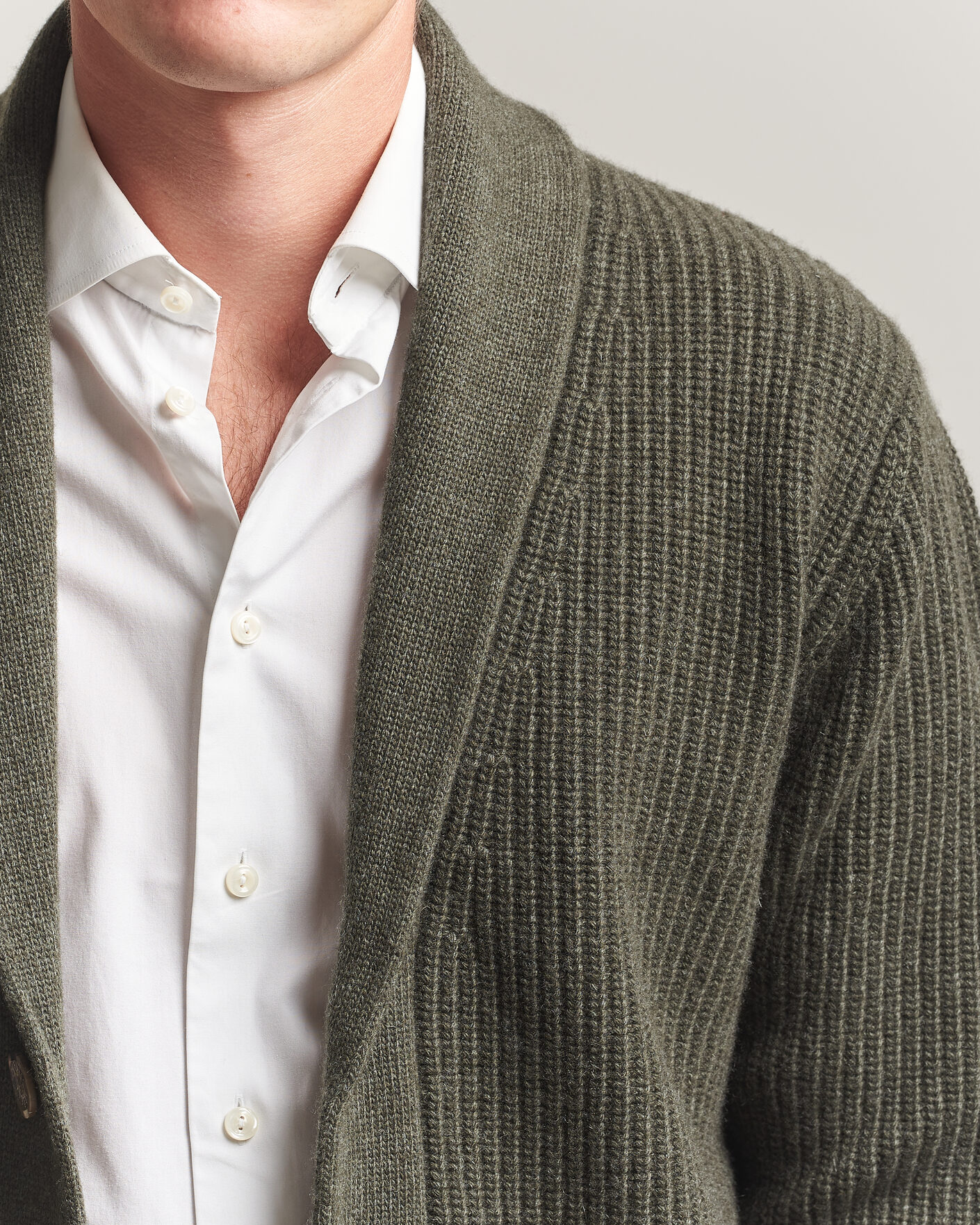 Herre | Gensere | Fedeli | Wool/Cashmere Shawl Cardigan Forest Green