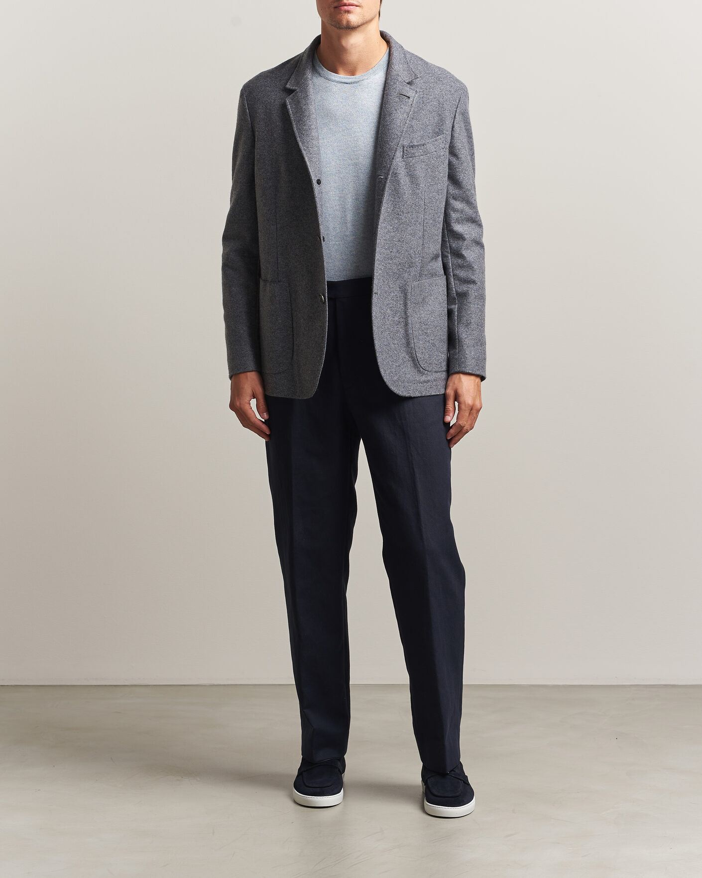 Herre | Dressjakker | Fedeli | Cashmere Flannel Jacket Grey Melange