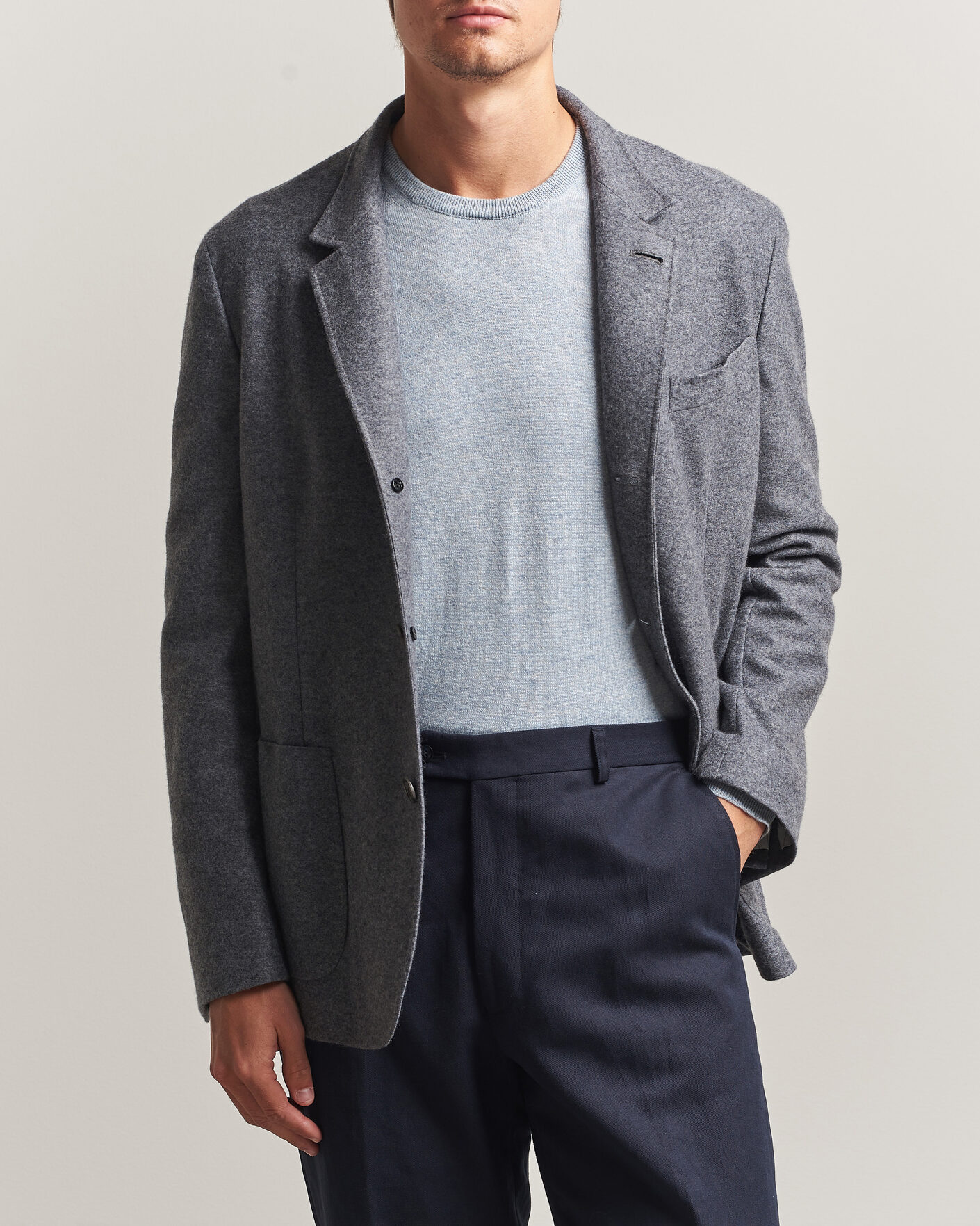 Herre | Dressjakker | Fedeli | Cashmere Flannel Jacket Grey Melange