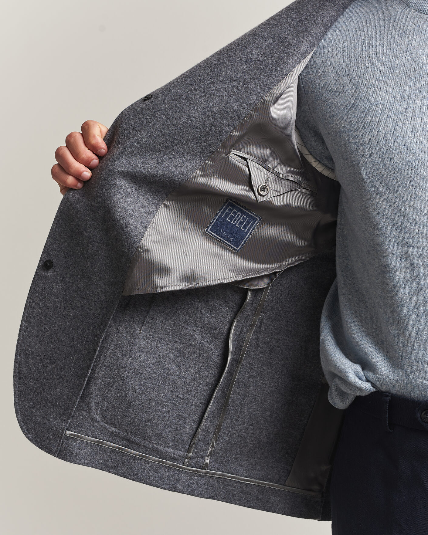 Herre | Dressjakker | Fedeli | Cashmere Flannel Jacket Grey Melange