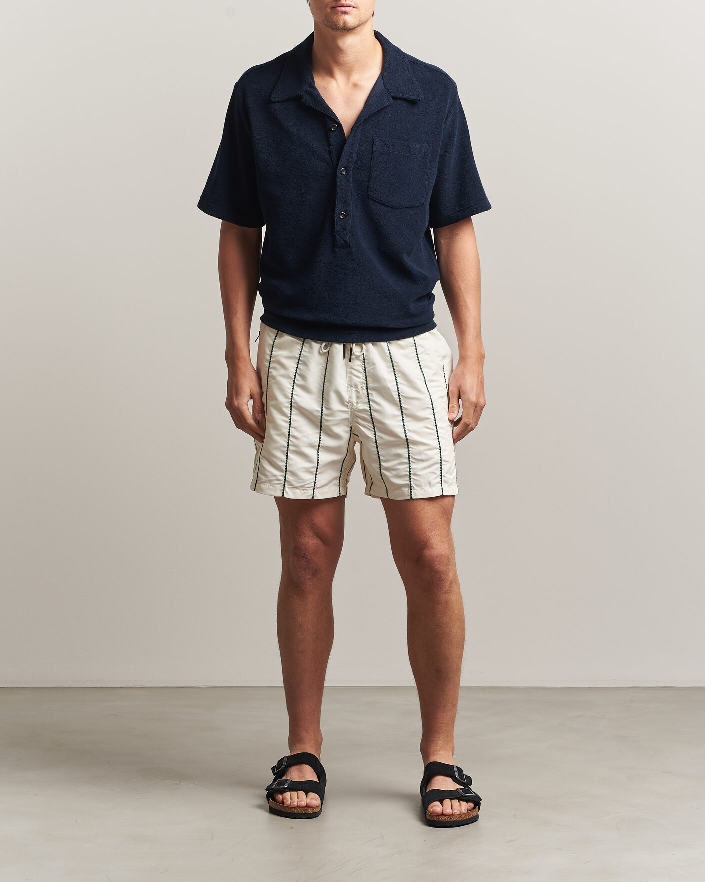 Herre | Badeshorts | OAS | Granada Striped Swimshorts White/Green