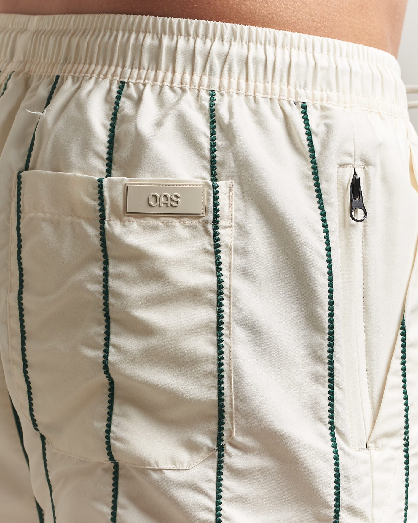 Herre | Badeshorts | OAS | Granada Striped Swimshorts White/Green