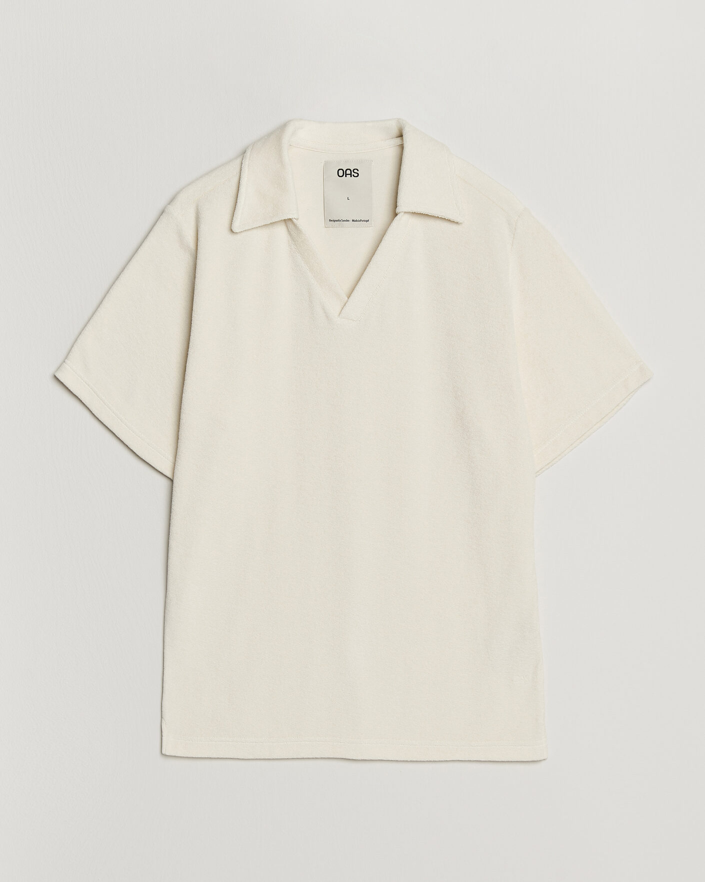 Herre | Pikéer | OAS | Serif Regular Fit Terry Open Collar Polo Ecru