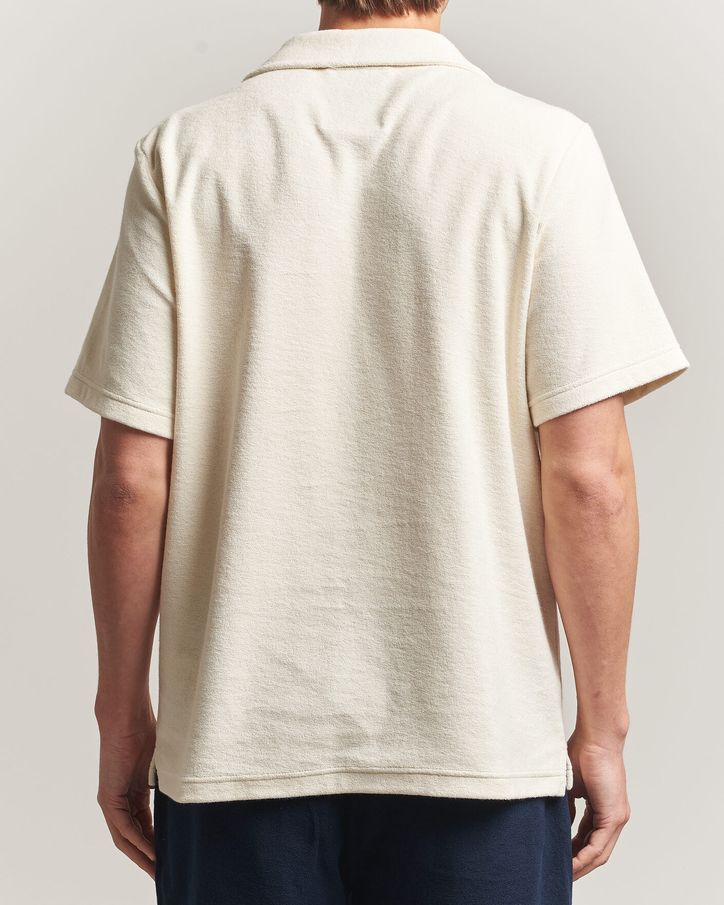 Herre | Pikéer | OAS | Serif Regular Fit Terry Open Collar Polo Ecru