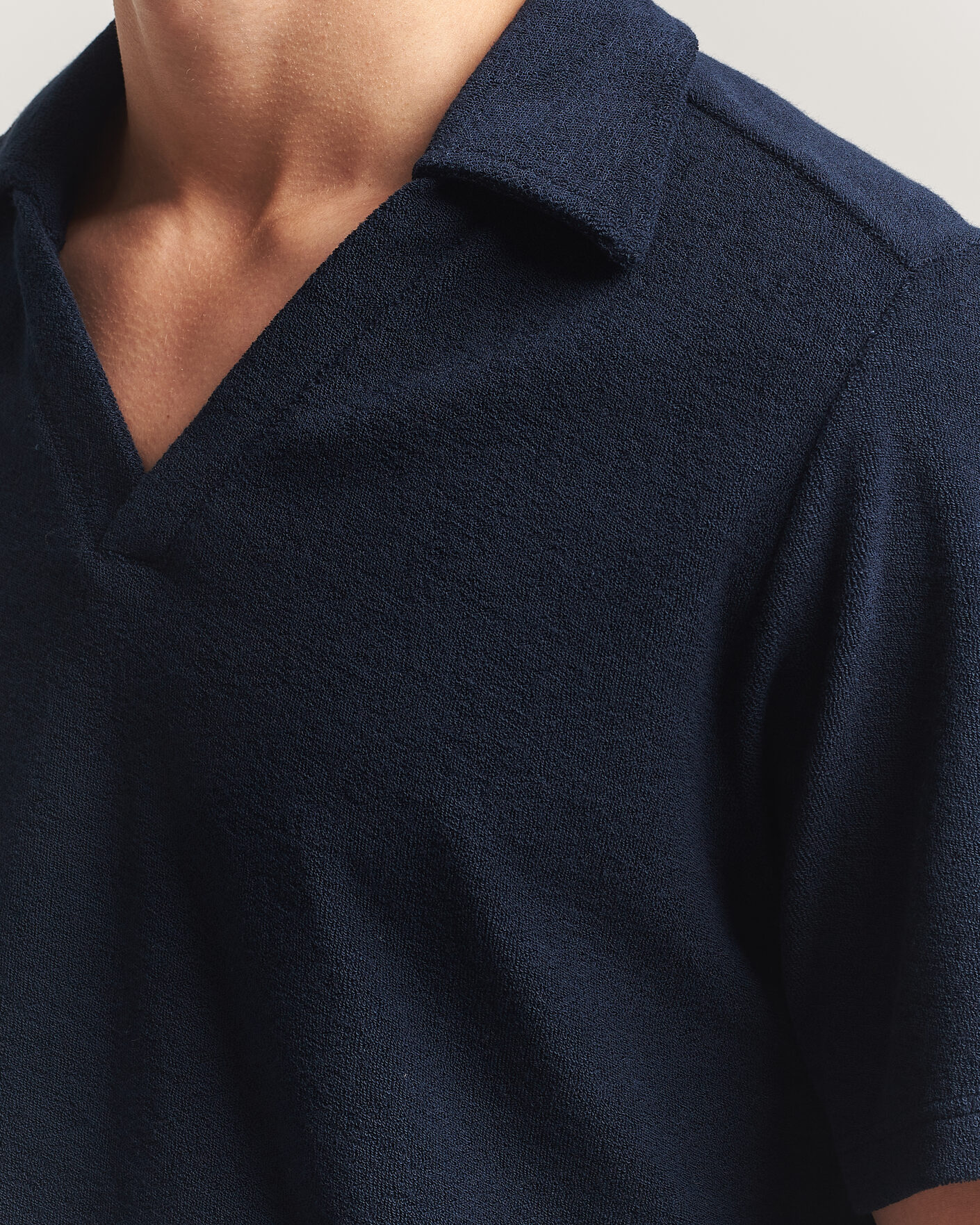 Herre | Pikéer | OAS | Serif Regular Fit Terry Open Collar Polo Dark Blue