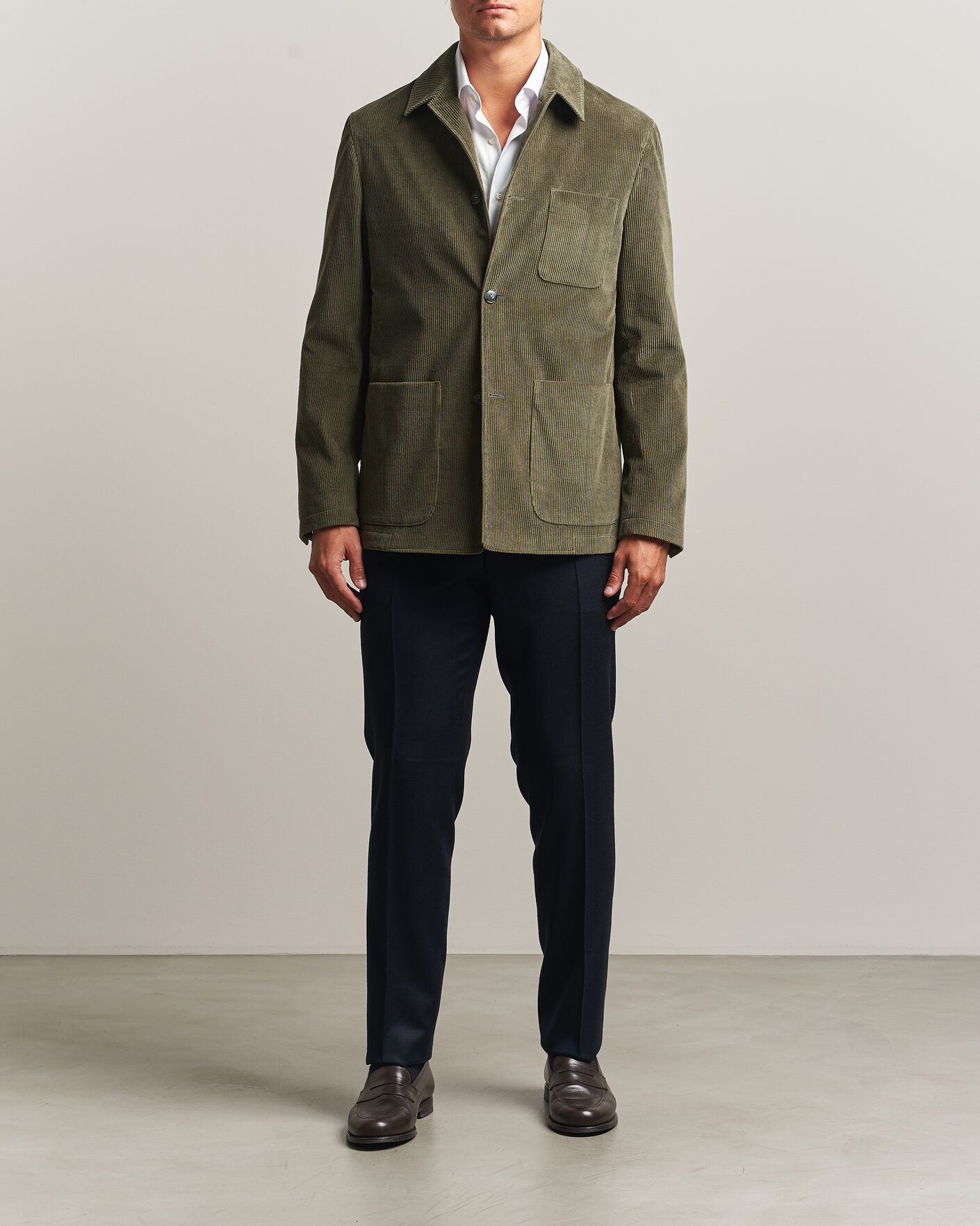 Herre | Jakker | Canali | Corduroy Chore Jacket Olive