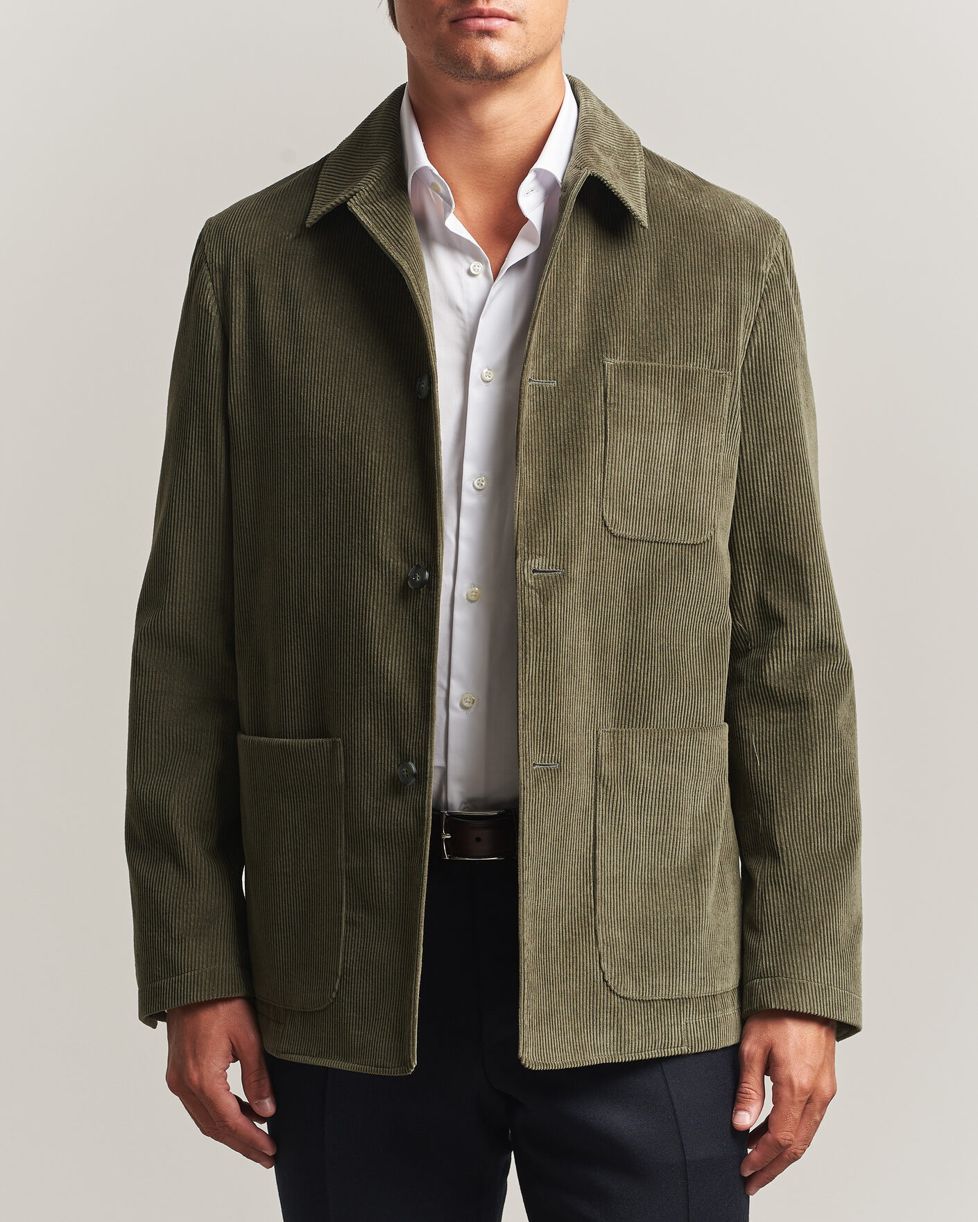 Herre | Jakker | Canali | Corduroy Chore Jacket Olive