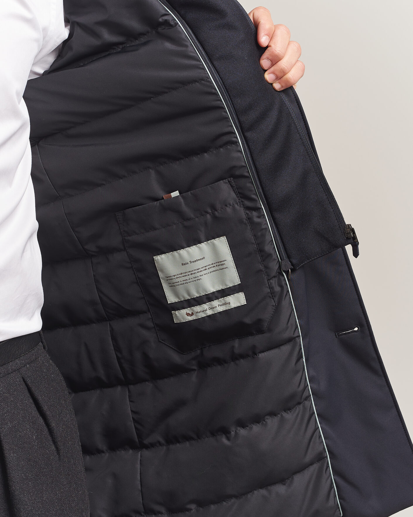 Herre | Jakker | Canali | Zip Liner Down Coat Navy