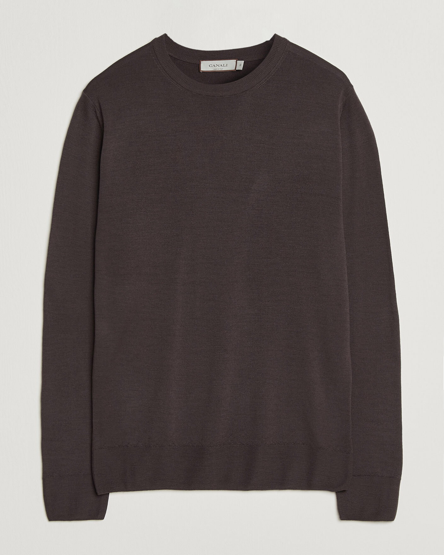 Herre | Gensere | Canali | Merino Wool Crew Neck Dark Brown