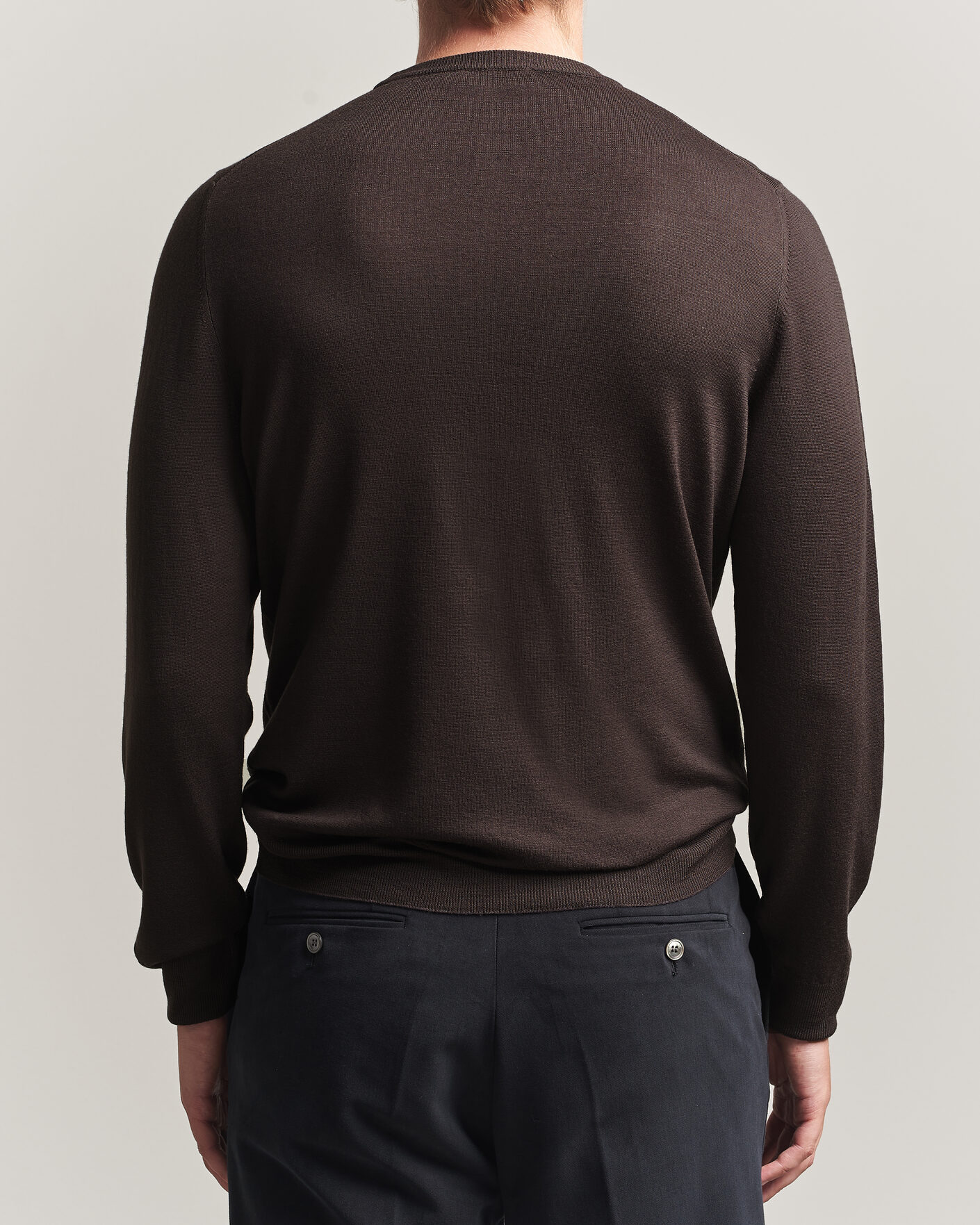 Herre | Gensere | Canali | Merino Wool Crew Neck Dark Brown