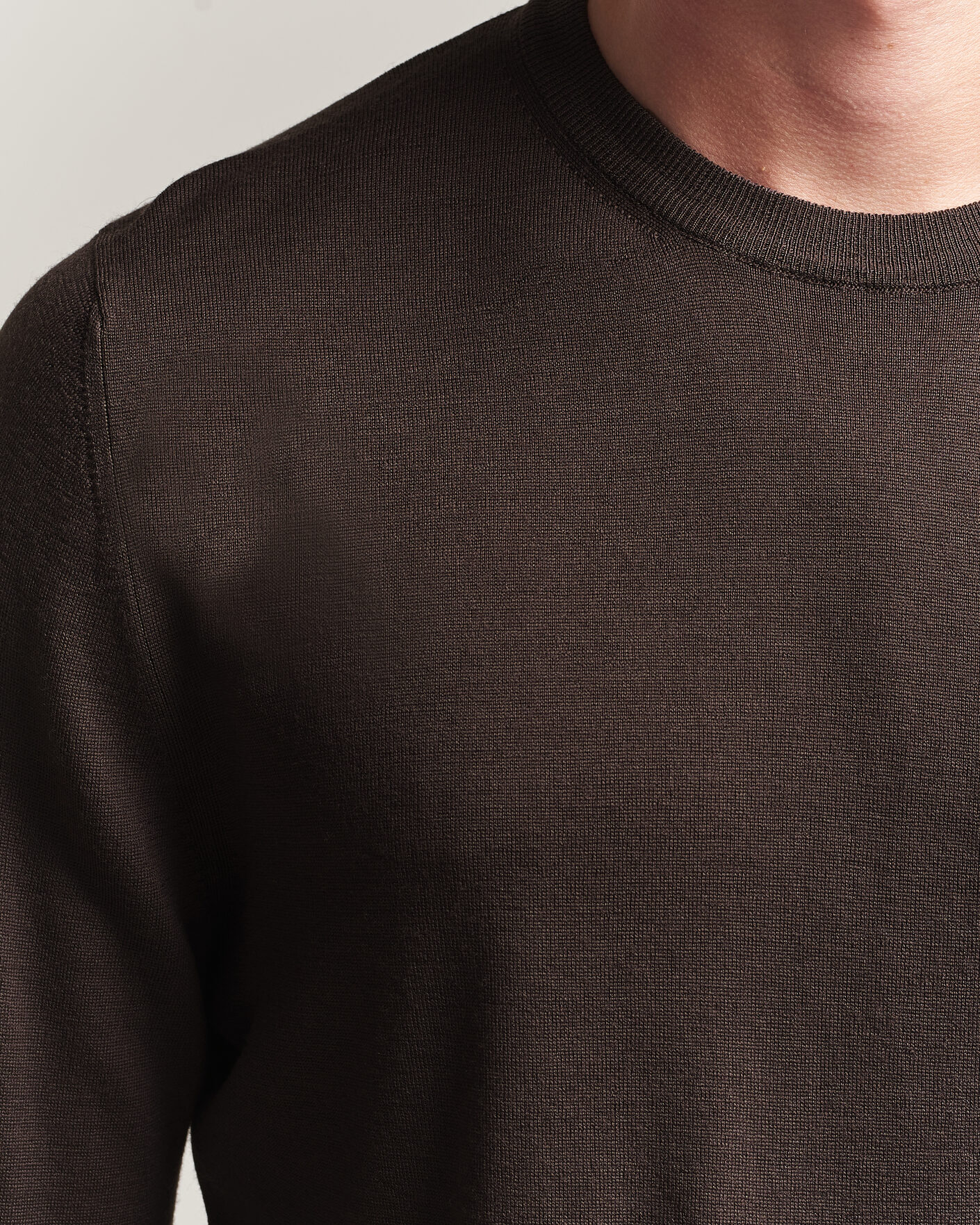 Herre | Gensere | Canali | Merino Wool Crew Neck Dark Brown
